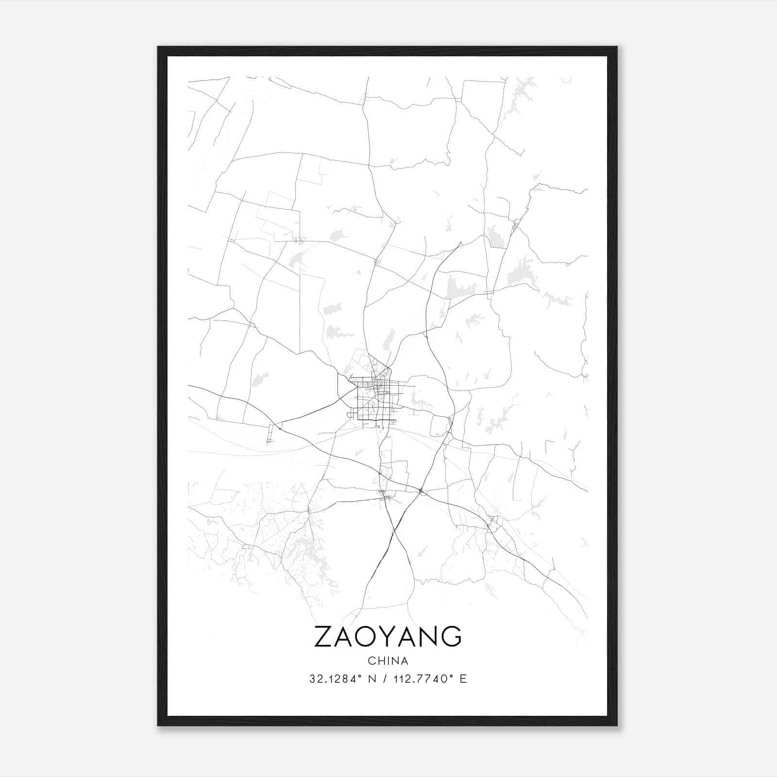 Zaoyang China Map Poster, Zaoyang City Road Wall Art Print