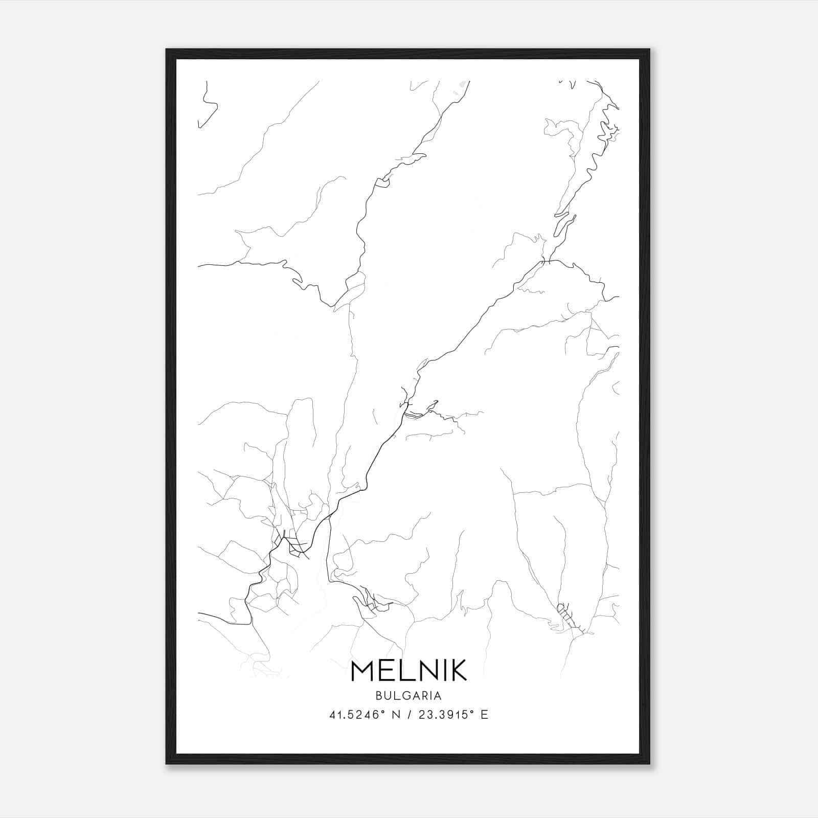 Melnik Bulgaria Map Poster, Melnik City Road Wall Art Print