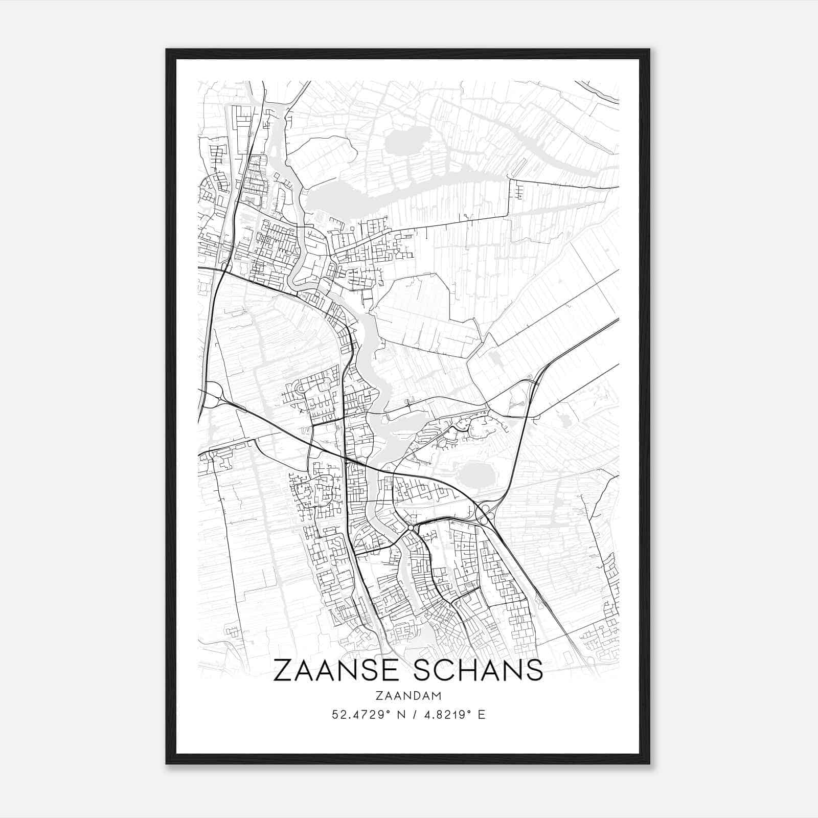 Zaanse Schans Zaandam Map Poster, Zaanse Schans City Road Wall Art Print