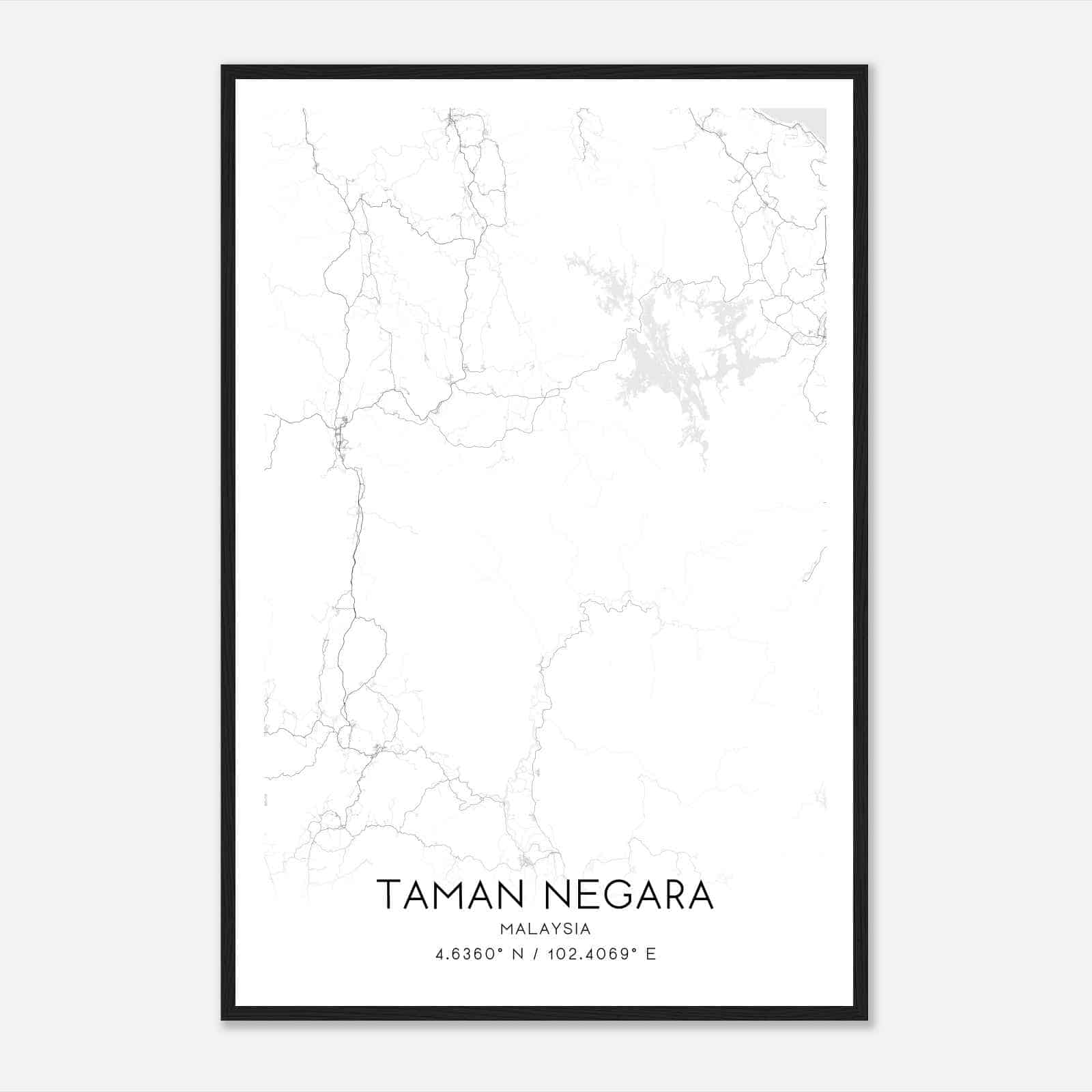 Taman Negara Malaysia Map Poster, Taman Negara City Road Wall Art Print