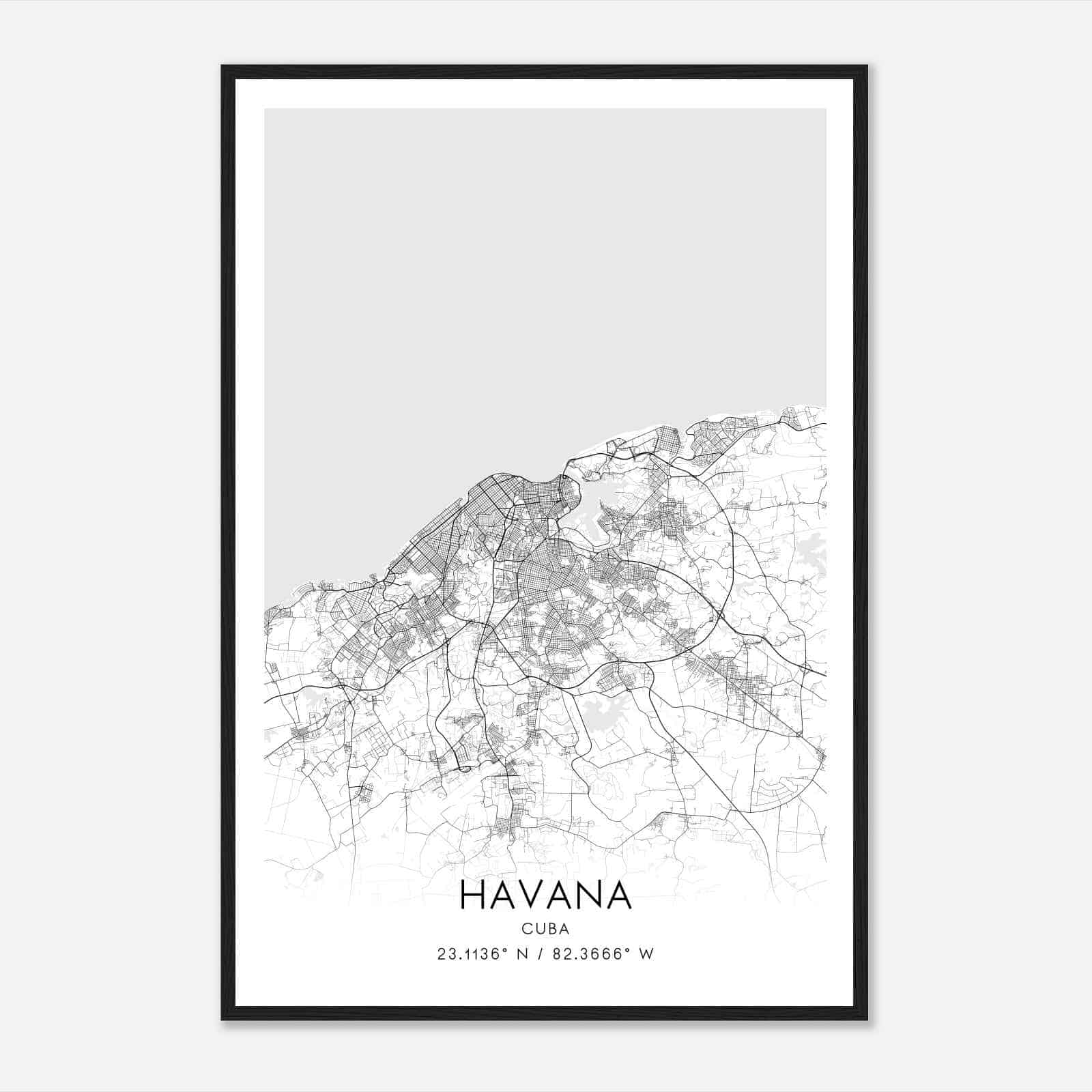 Havana Cuba Map Poster, Havana City Road Wall Art Print
