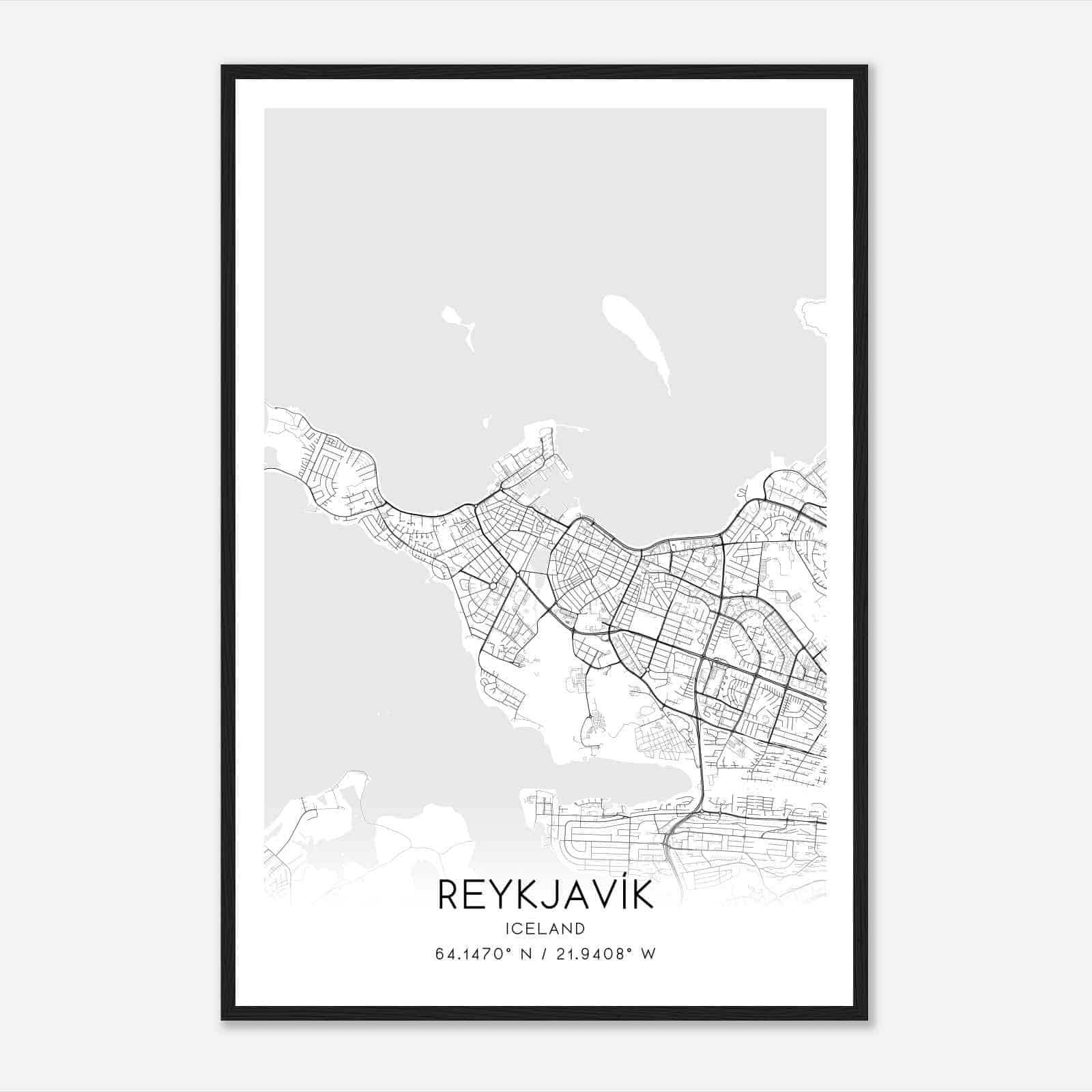 Reykjavik Iceland Map Poster, Reykjavik City Road Wall Art Print