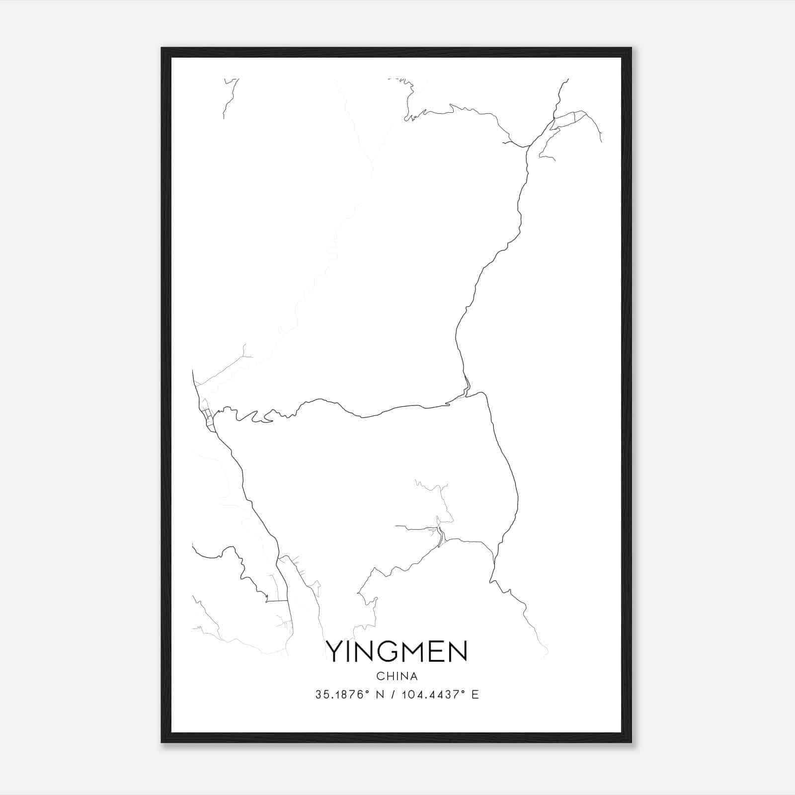 Yingmen China Map Poster, Yingmen City Road Wall Art Print