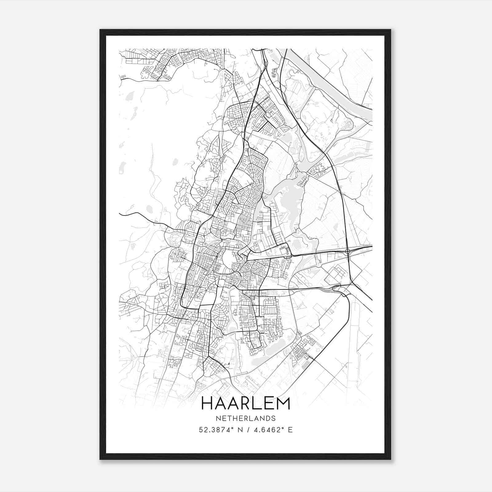 Haarlem Netherlands Map Poster, Haarlem City Road Wall Art Print