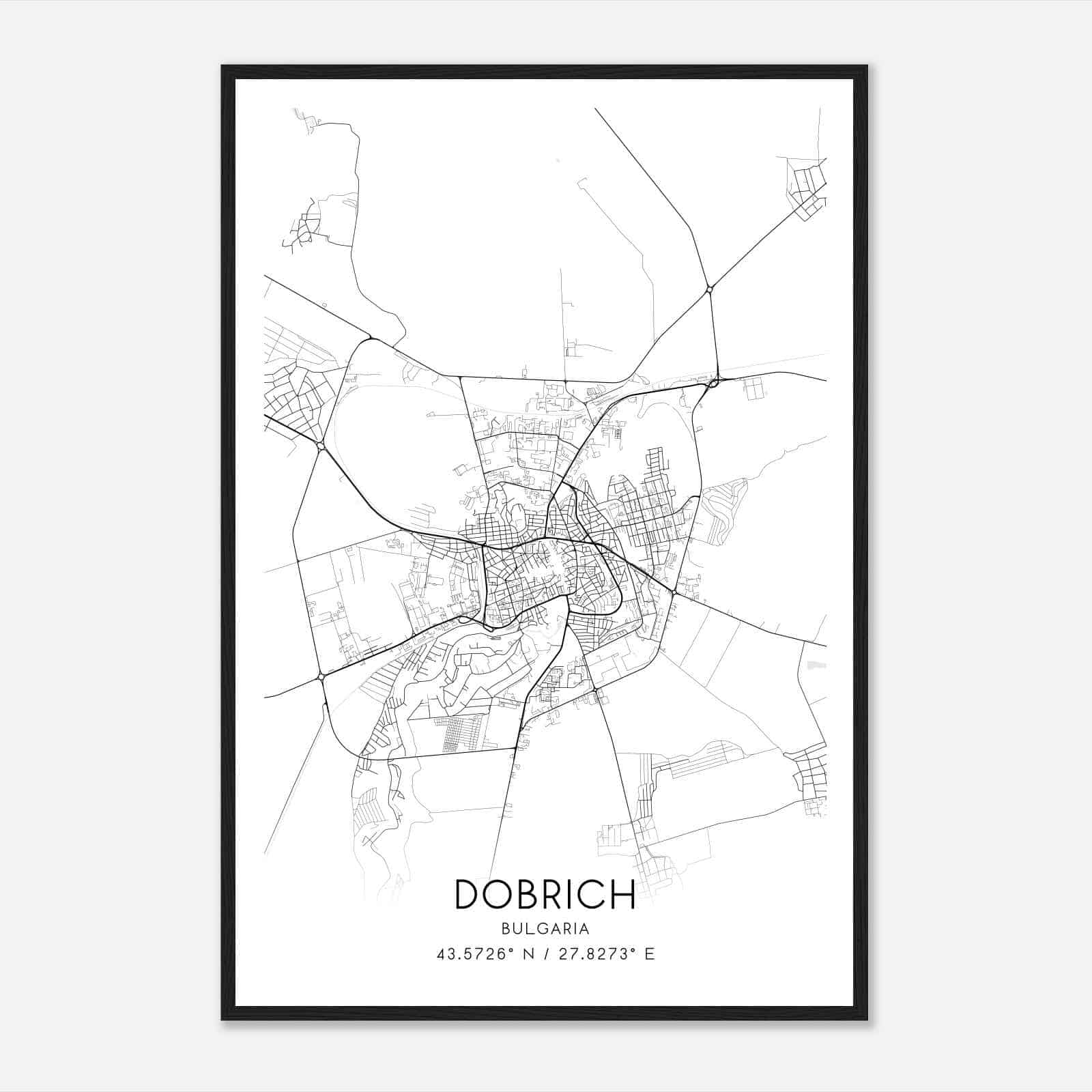Dobrich Bulgaria Map Poster, Dobrich City Road Wall Art Print