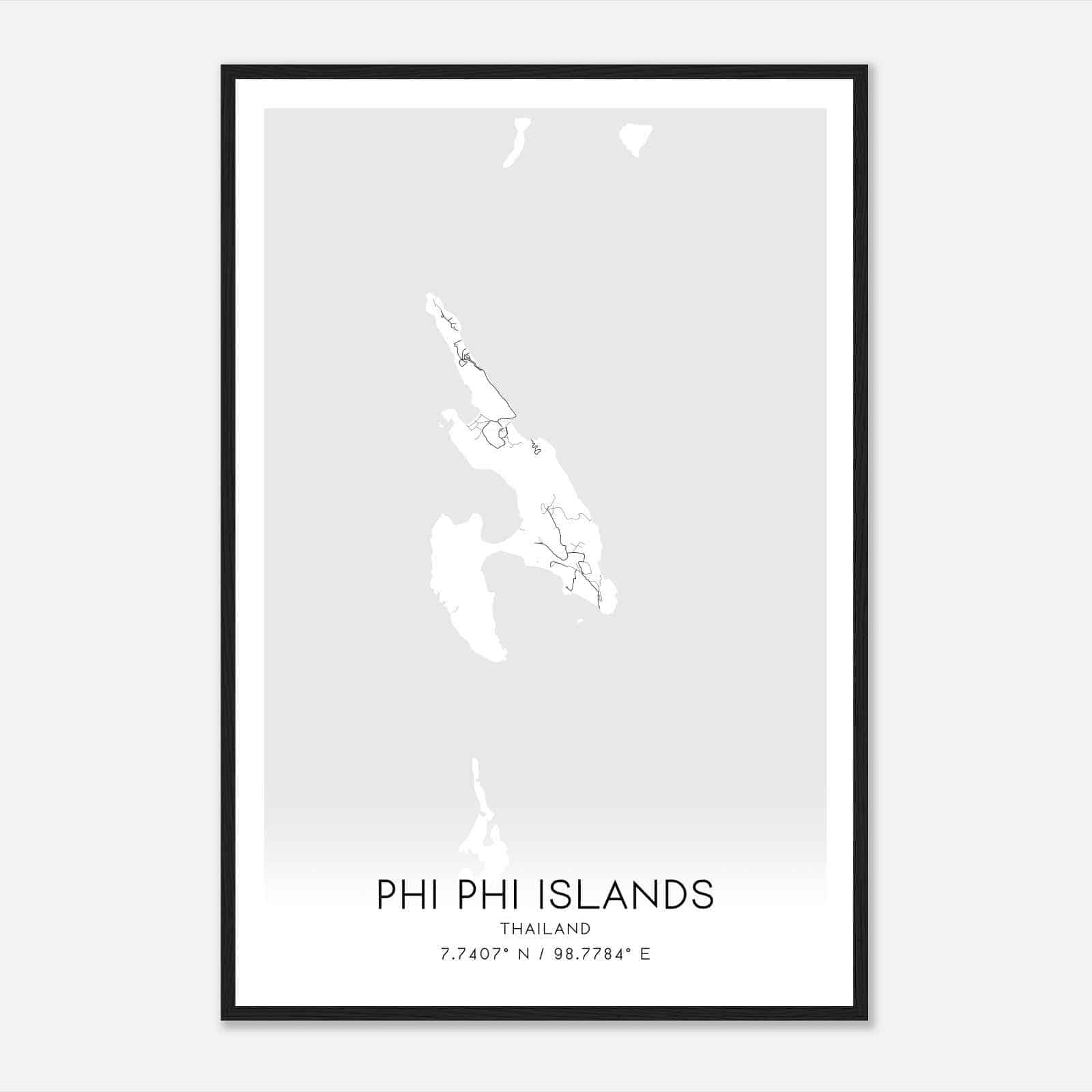 Phi Phi Islands Thailand Map Poster, Phi Phi Islands City Road Wall Art Print