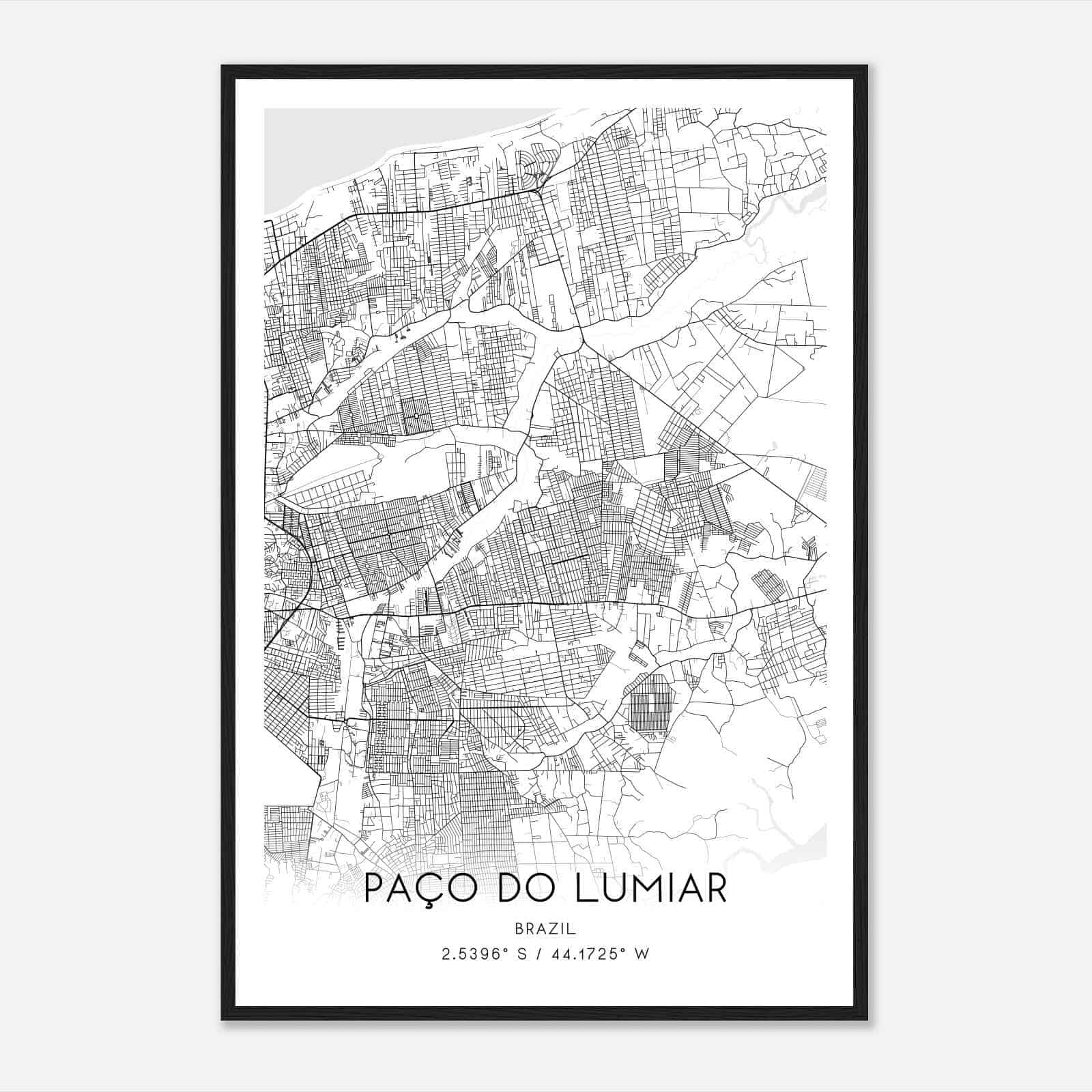 Paco do Lumiar Brazil Map Poster, Paco do Lumiar City Road Wall Art Print