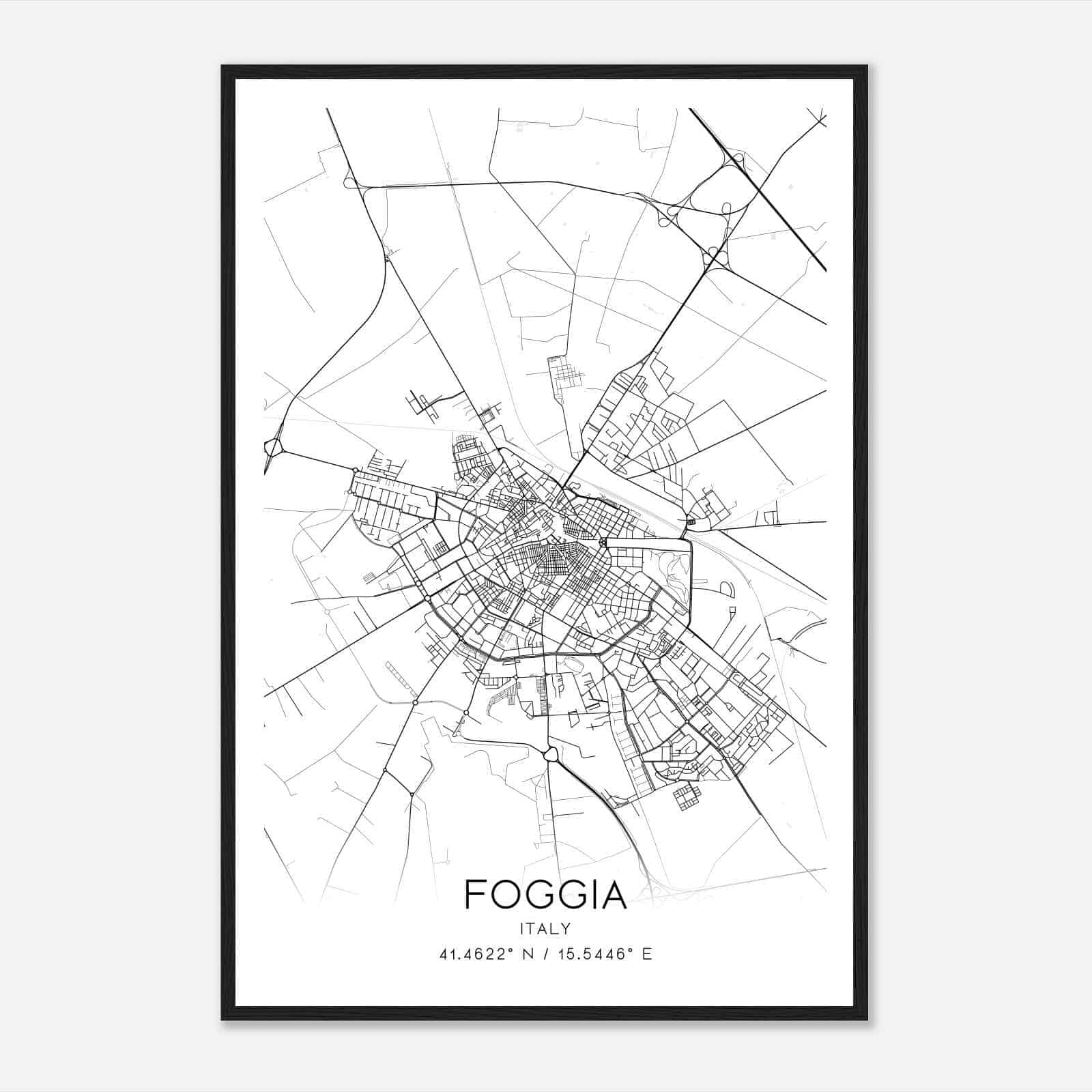 Foggia Italy Map Poster, Foggia City Road Wall Art Print
