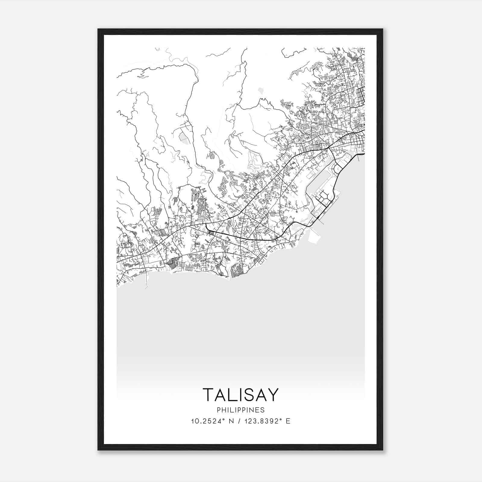 Talisay Philippines Map Poster, Talisay City Road Wall Art Print