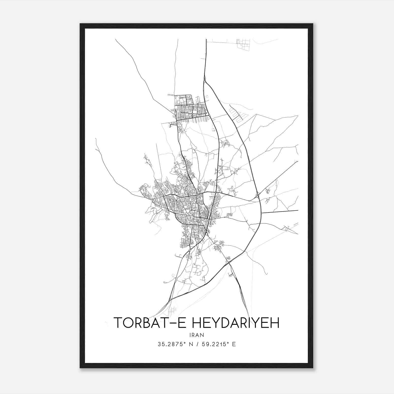 Torbate Heydariyeh Iran Map Poster, Torbate Heydariyeh City Road Wall Art Print
