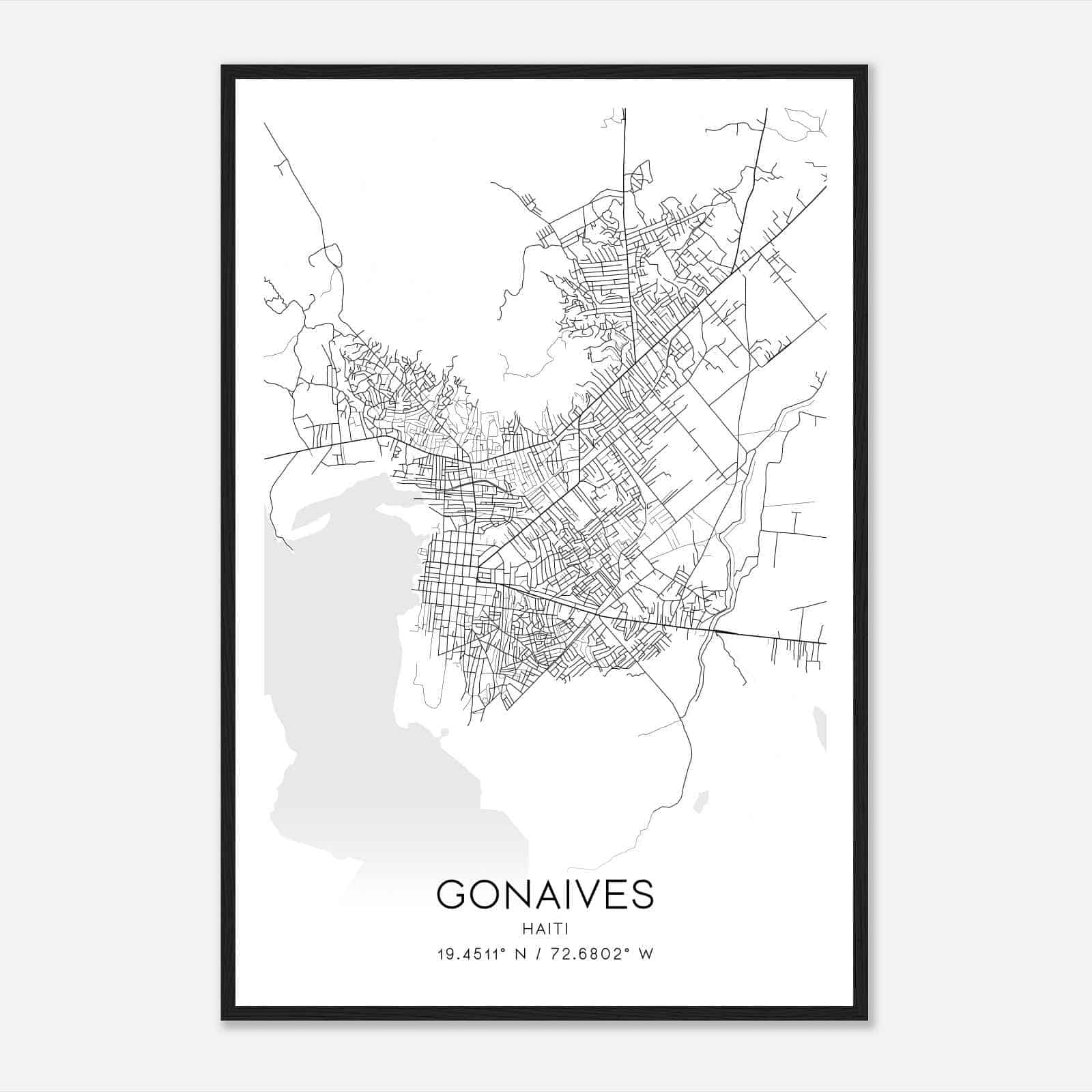 Gonaives Haiti Map Poster, Gonaives City Road Wall Art Print