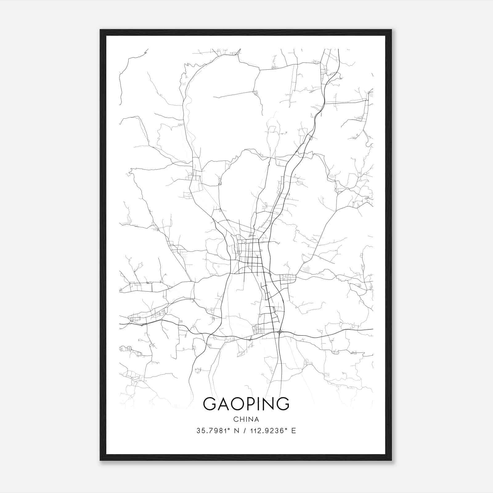 Gaoping China Map Poster, Gaoping City Road Wall Art Print