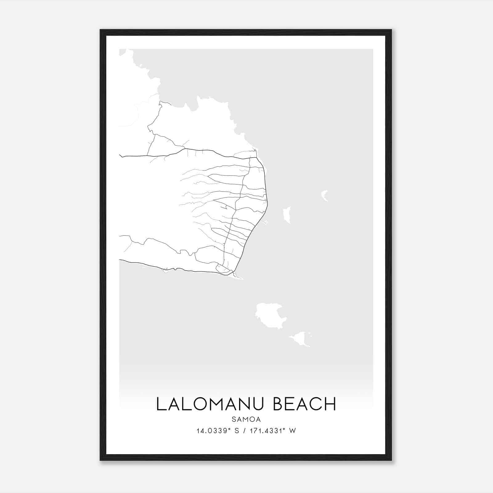 Lalomanu Beach Samoa Map Poster, Lalomanu Beach City Road Wall Art Print