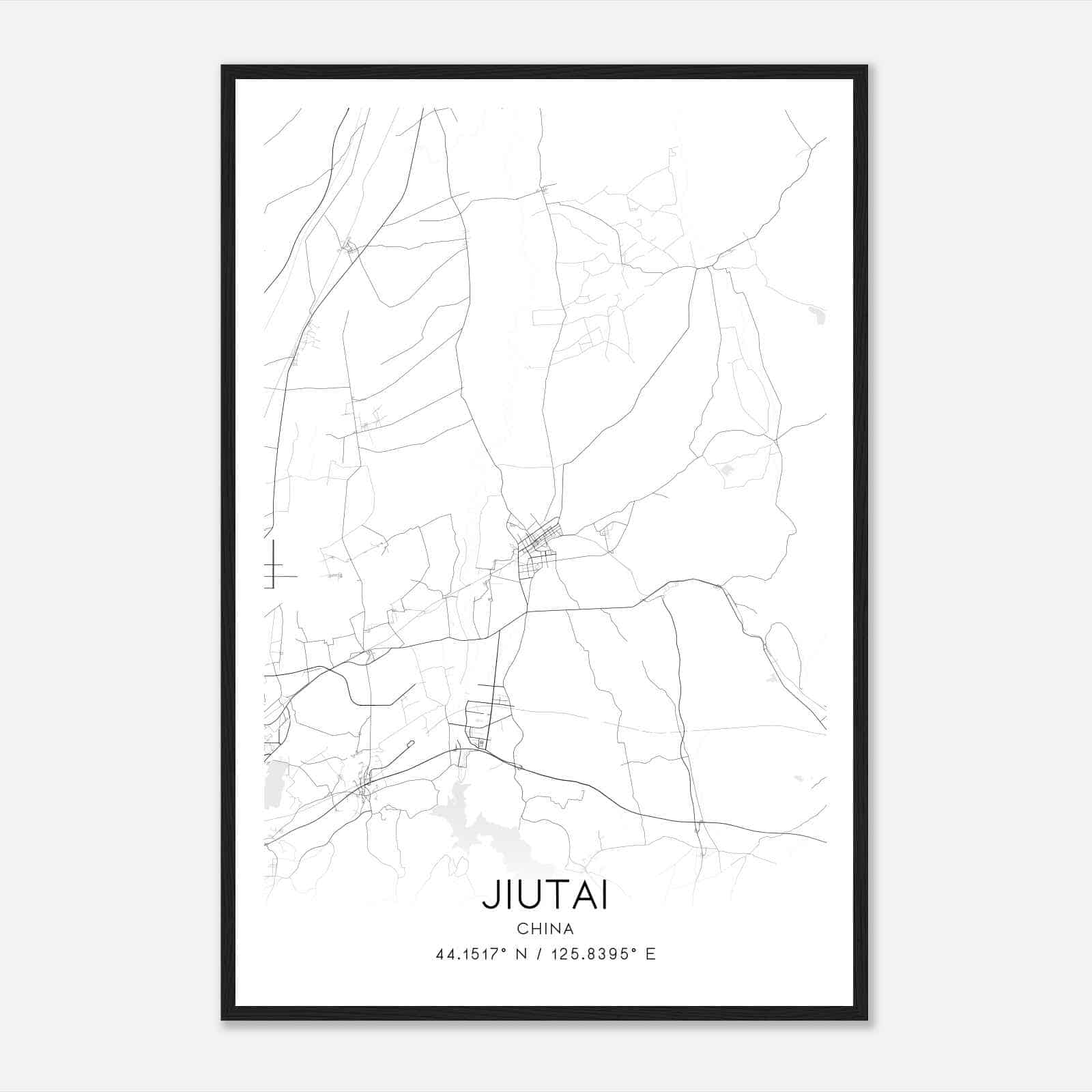 Jiutai China Map Poster, Jiutai City Road Wall Art Print