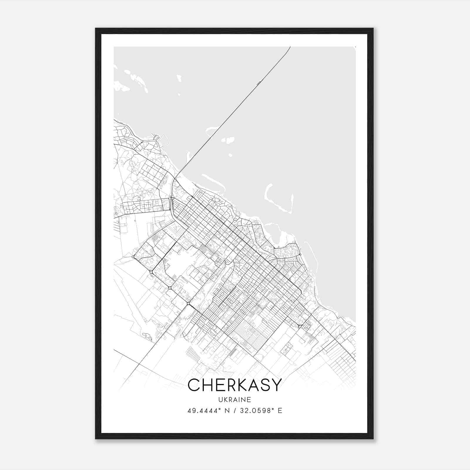 Cherkasy Ukraine Map Poster, Cherkasy City Road Wall Art Print