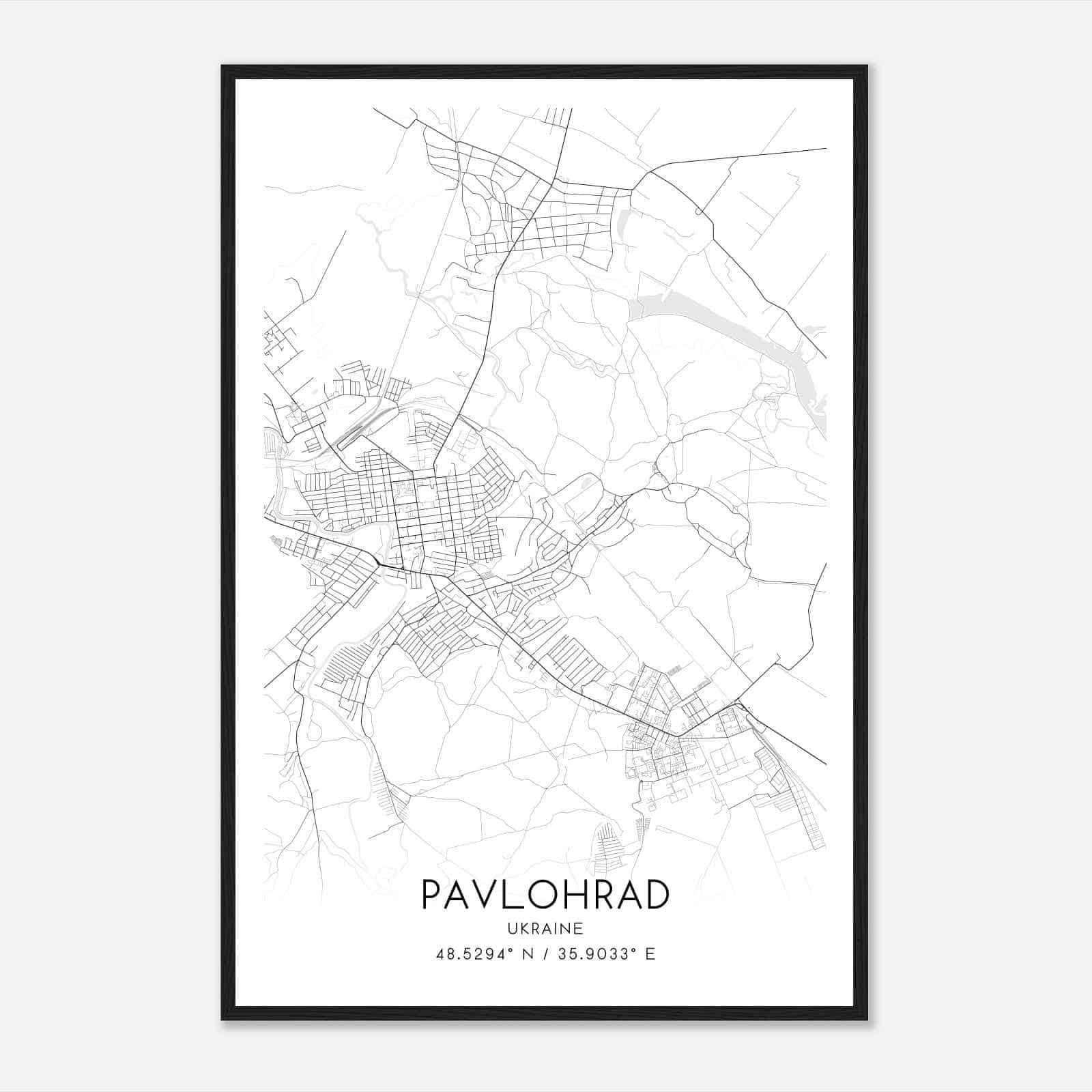 Pavlohrad Ukraine Map Poster, Pavlohrad City Road Wall Art Print