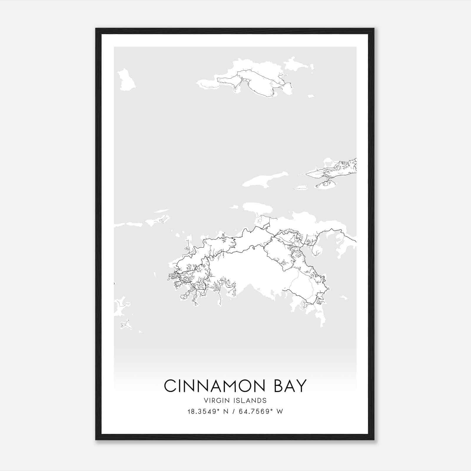 Cinnamon Bay Virgin Islands Map Poster, Cinnamon Bay City Road Wall Art Print