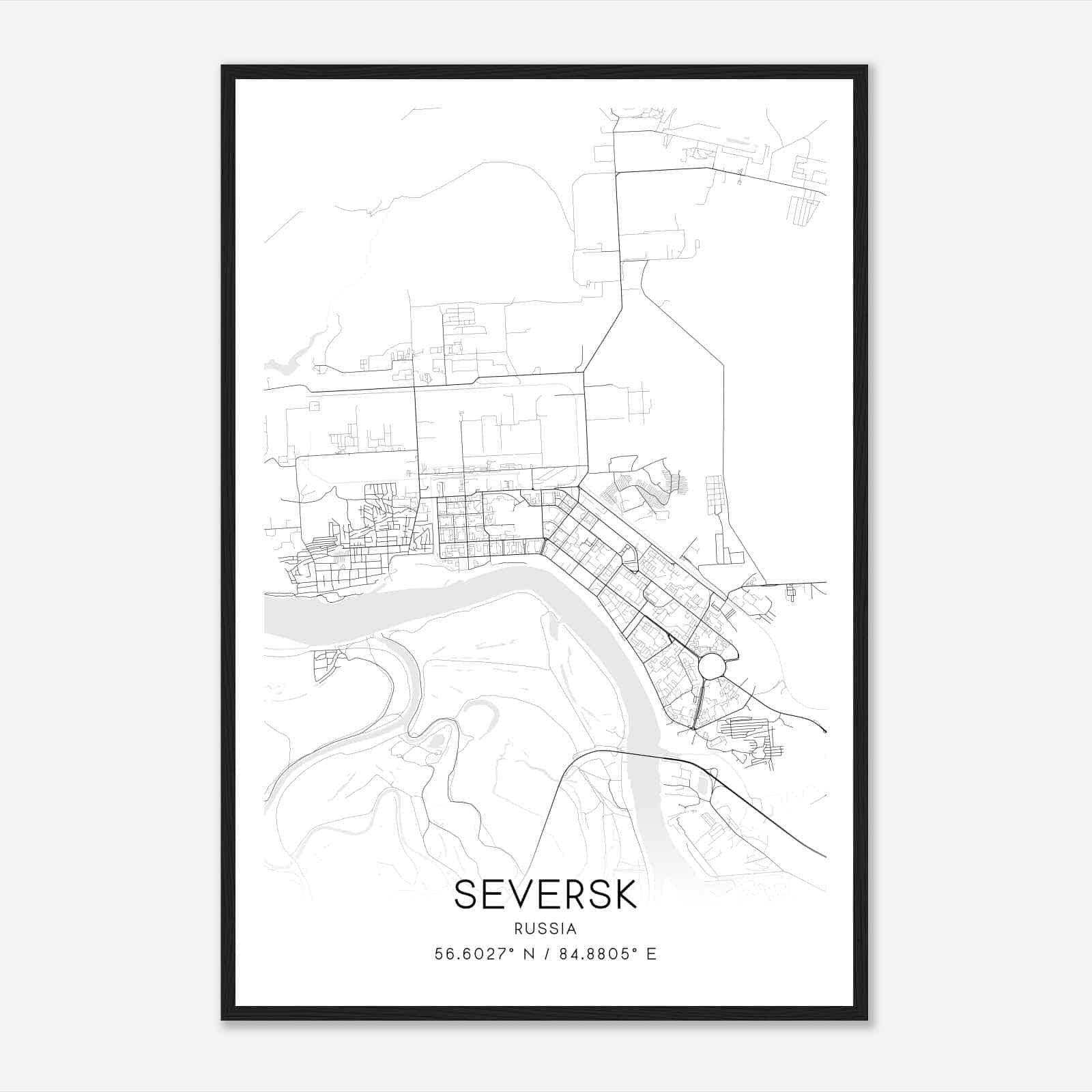 Seversk Russia Map Poster, Seversk City Road Wall Art Print