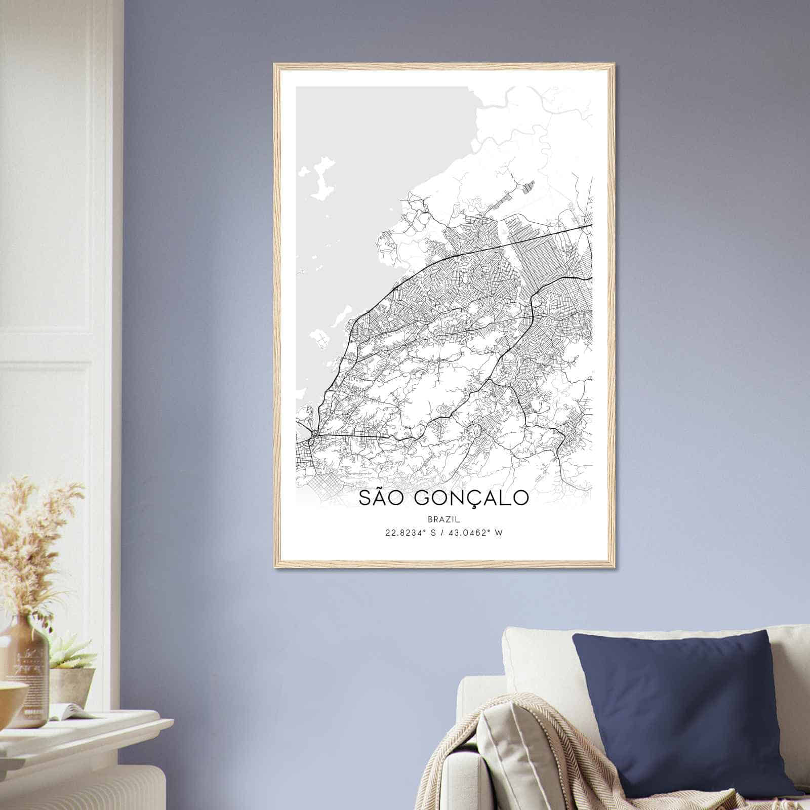 Sao Goncalo Brazil Map Poster, Sao Goncalo City Road Wall Art Print