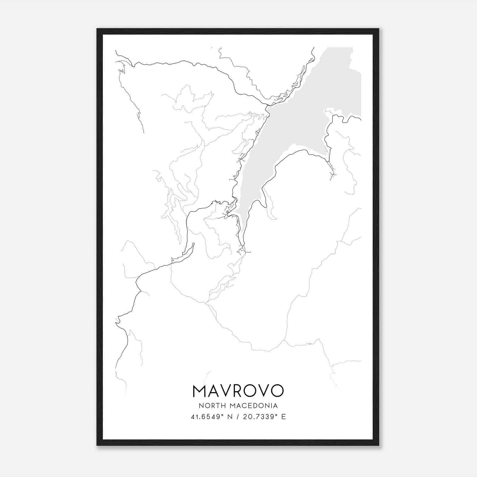 Mavrovo North Macedonia Map Poster, Mavrovo City Road Wall Art Print