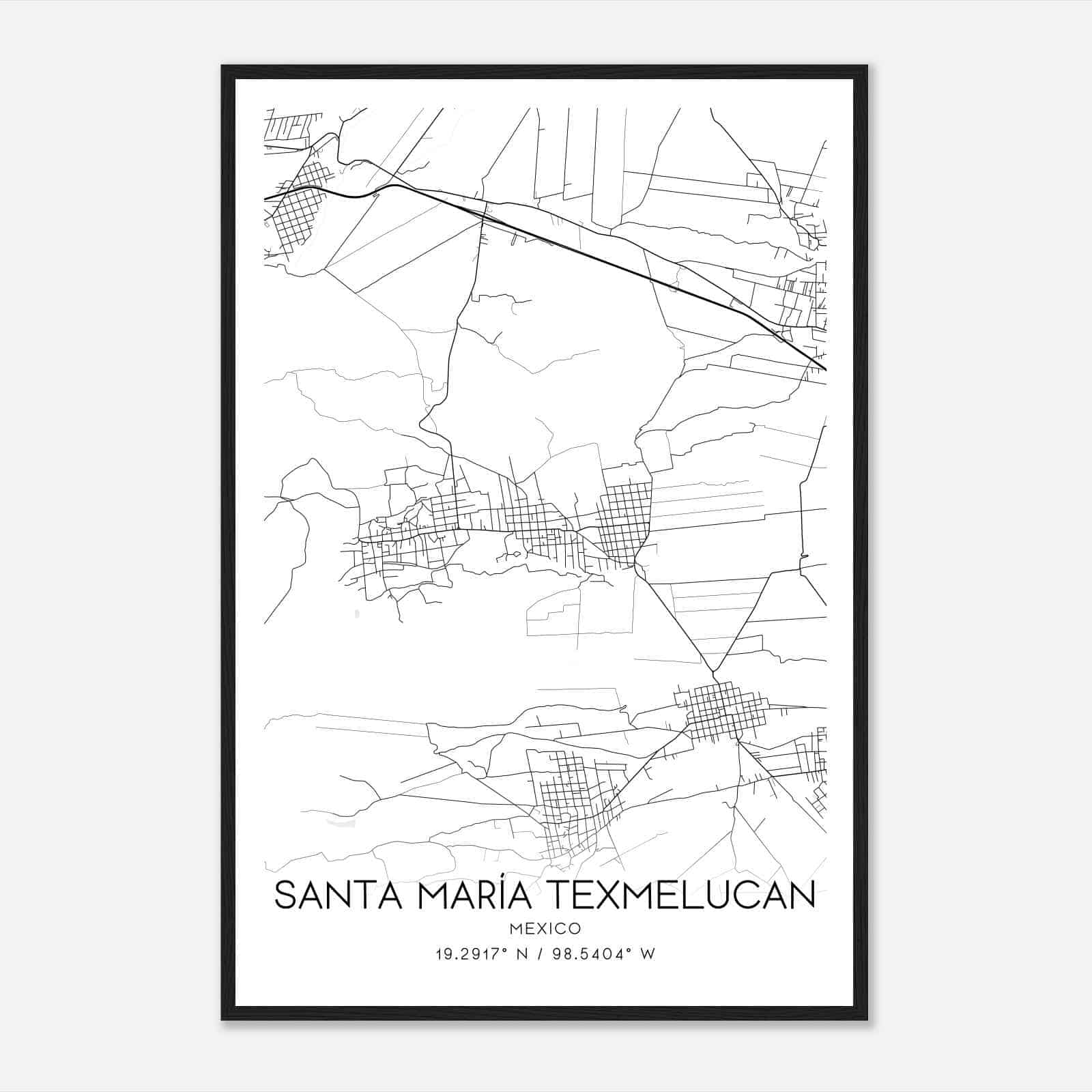 Santa Maria Texmelucan Mexico Map Poster, Santa Maria Texmelucan City Road Wall Art Print Santa Maria Texmelucan Mexico Map Poster, Santa Maria Texmelucan City Road Wall Art Print