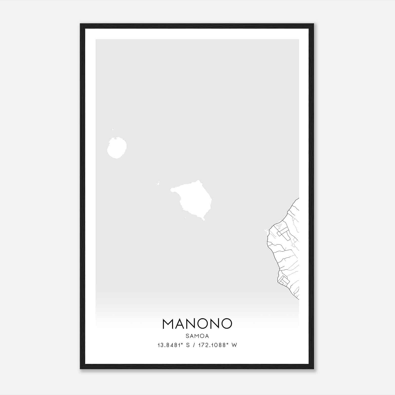 Manono Samoa Map Poster, Manono City Road Wall Art Print