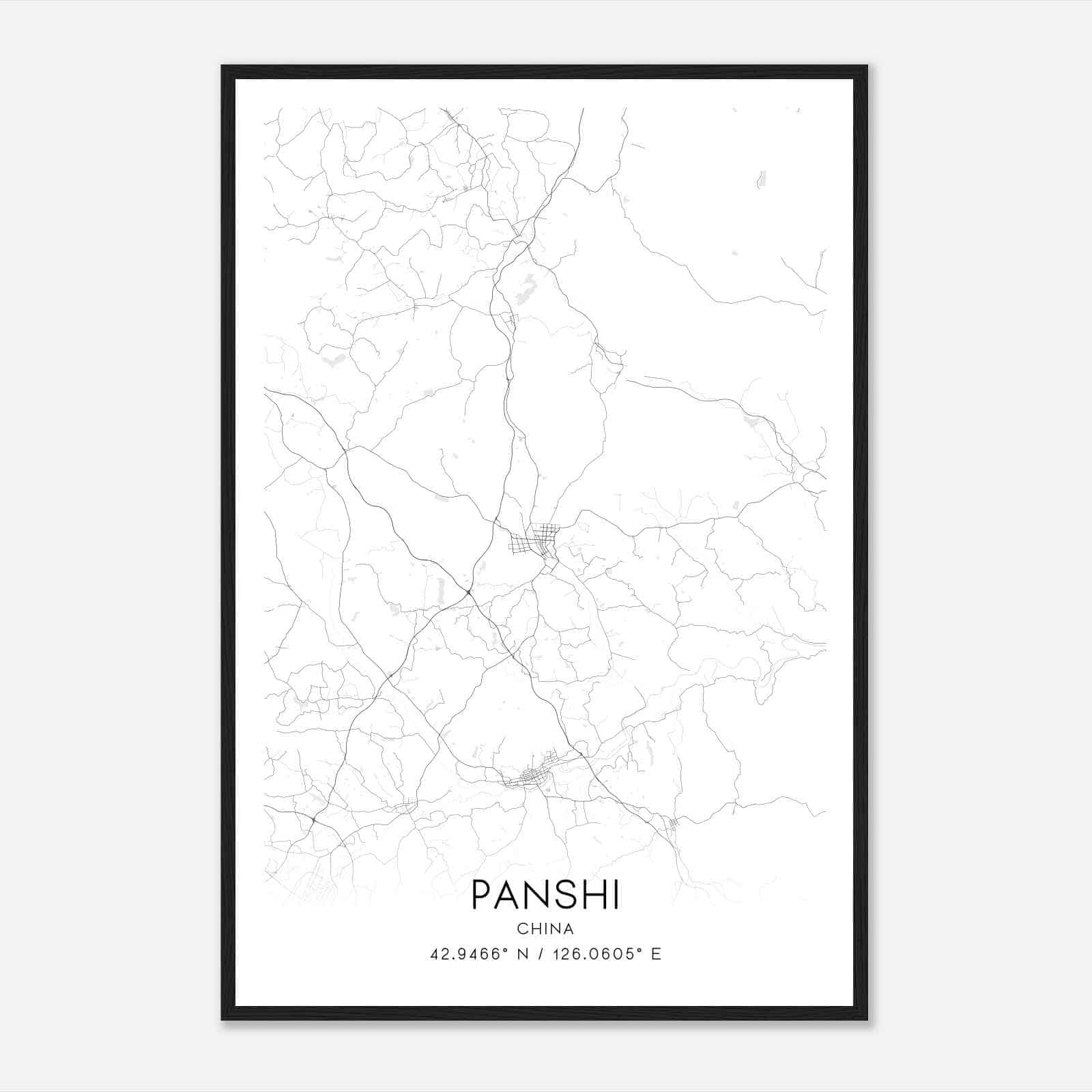 Panshi China Map Poster, Panshi City Road Wall Art Print