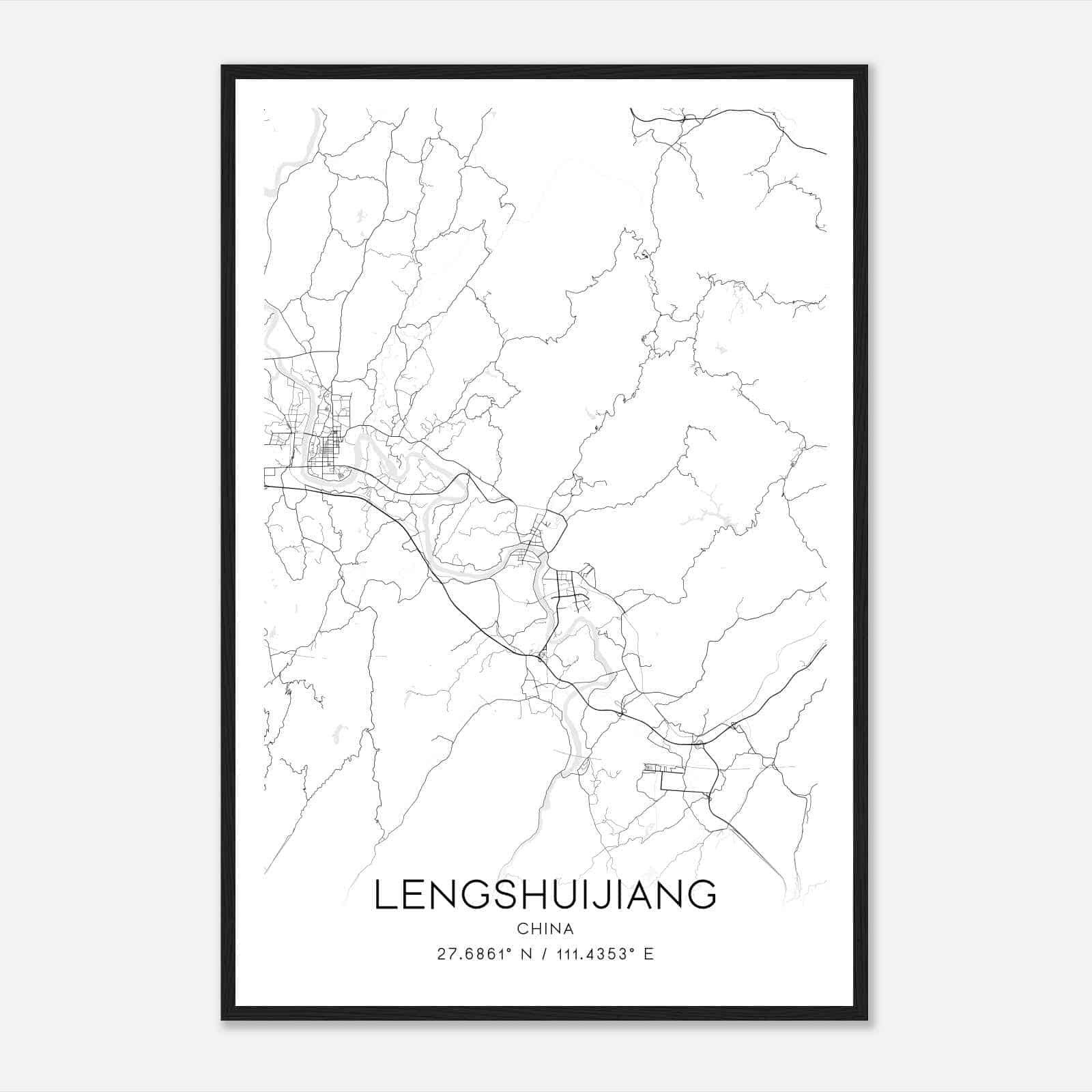 Lengshuijiang China Map Poster, Lengshuijiang City Road Wall Art Print