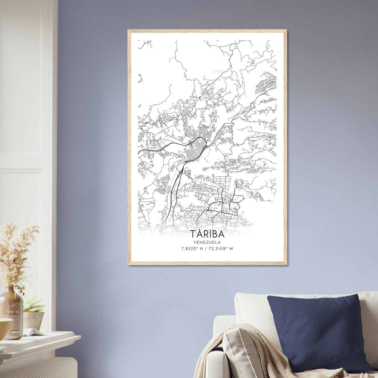 Tariba Venezuela Map Poster, Tariba City Road Wall Art Print