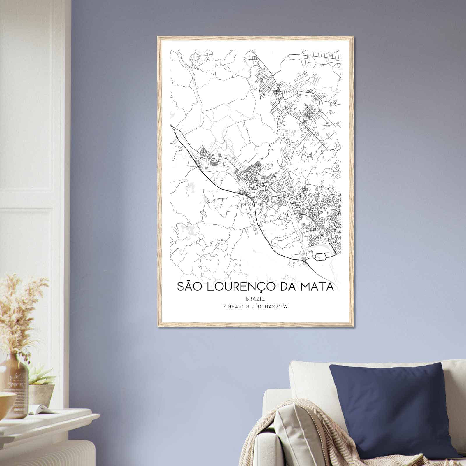 Sao Lourenco da Mata Brazil Map Poster, Sao Lourenco da Mata City Road Wall Art Print