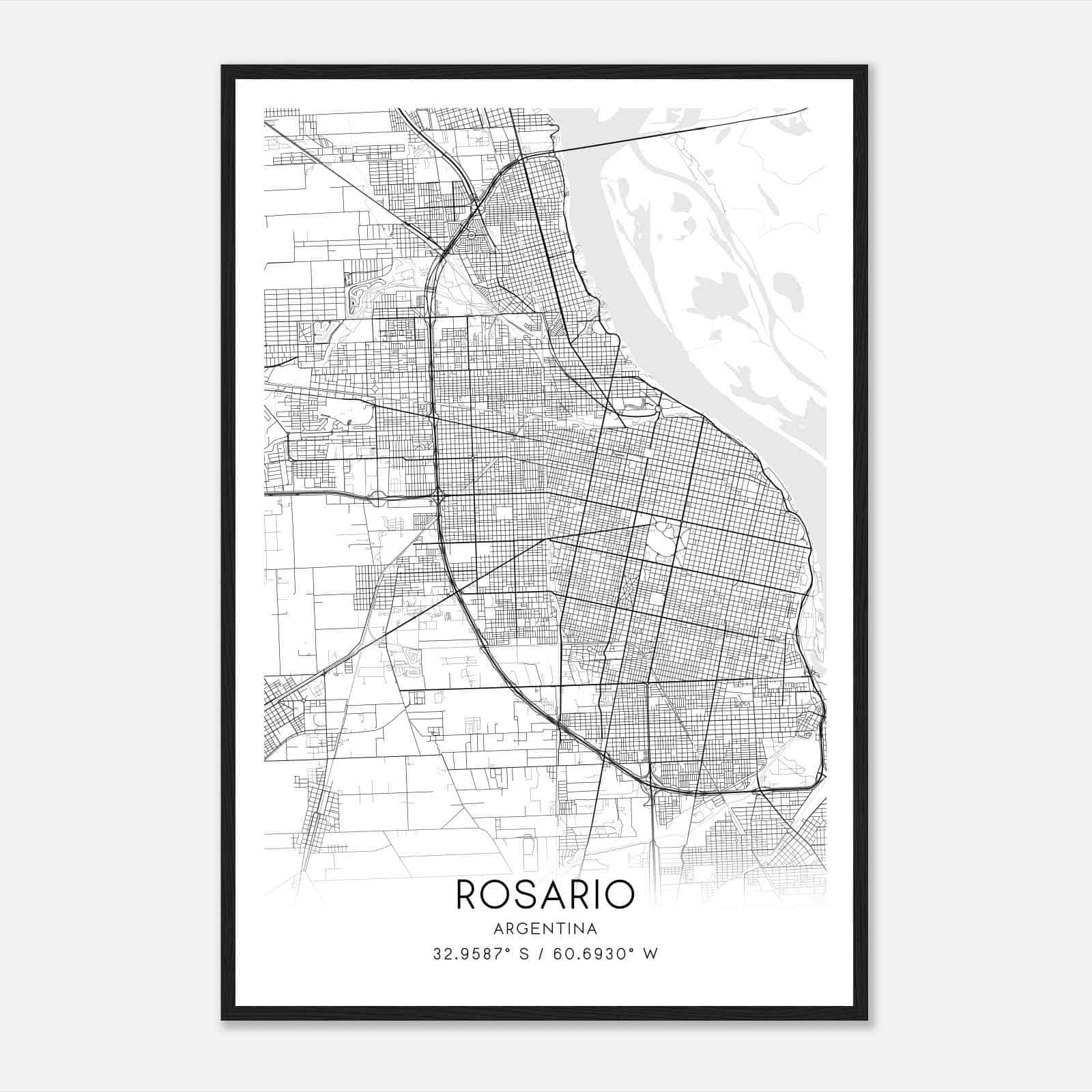 Rosario Argentina Map Poster, Rosario City Road Wall Art Print