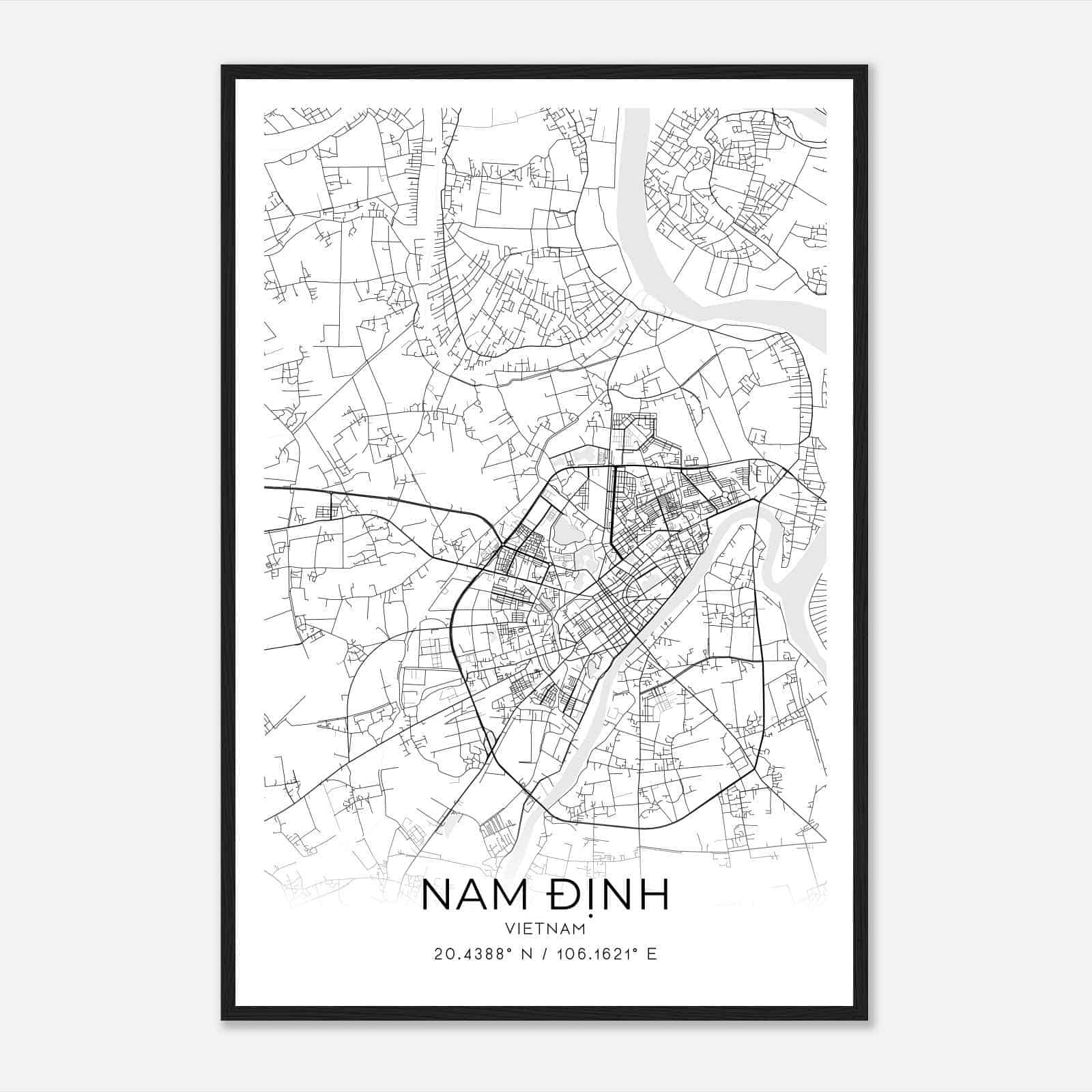 Nam Dinh Vietnam Map Poster, Nam Dinh City Road Wall Art Print