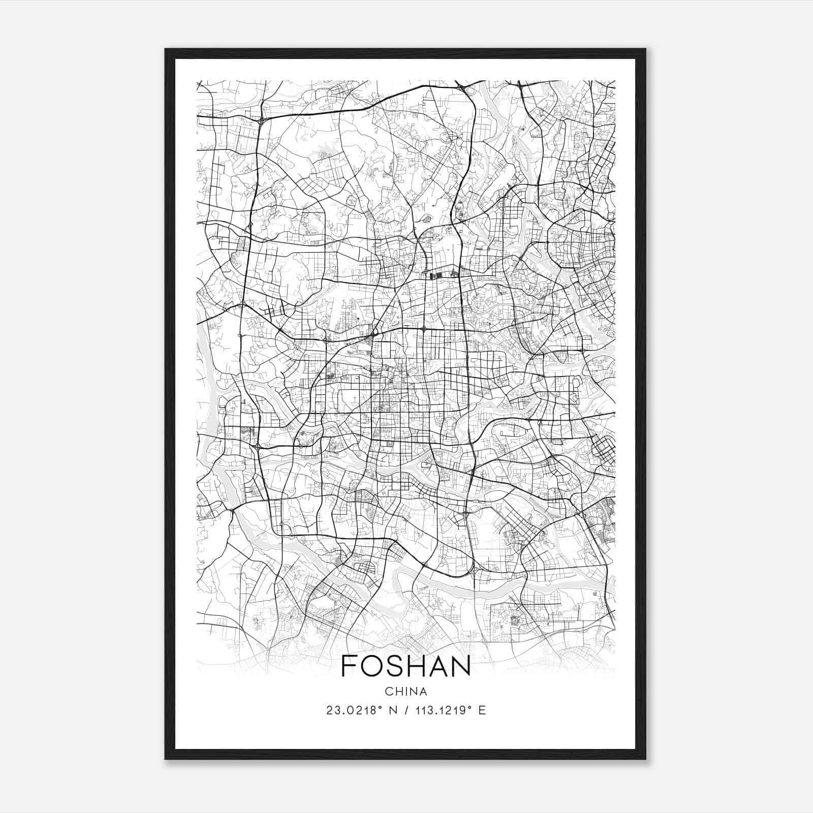 Foshan China Map Poster, Foshan City Road Wall Art Print