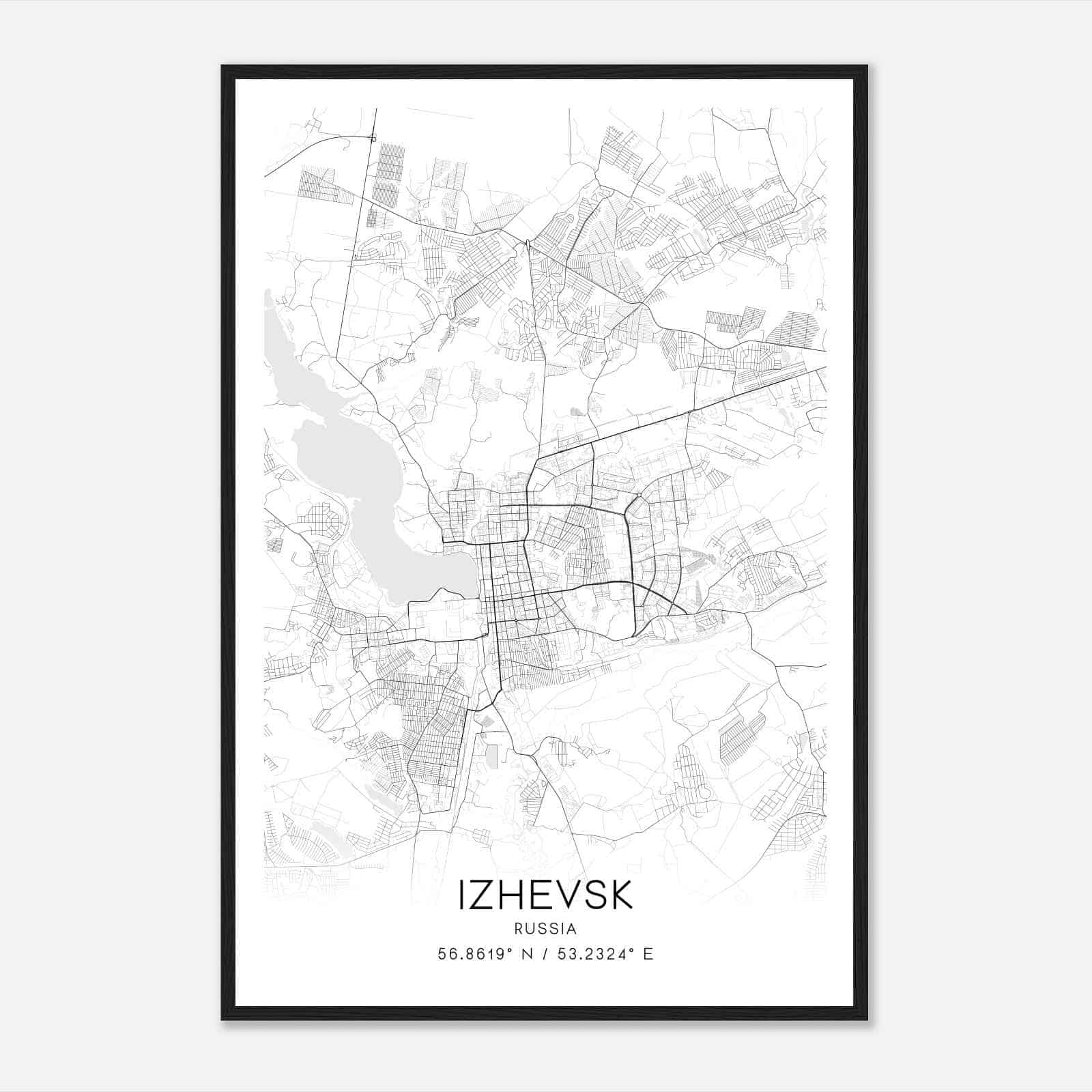 Izhevsk Russia Map Poster, Izhevsk City Road Wall Art Print
