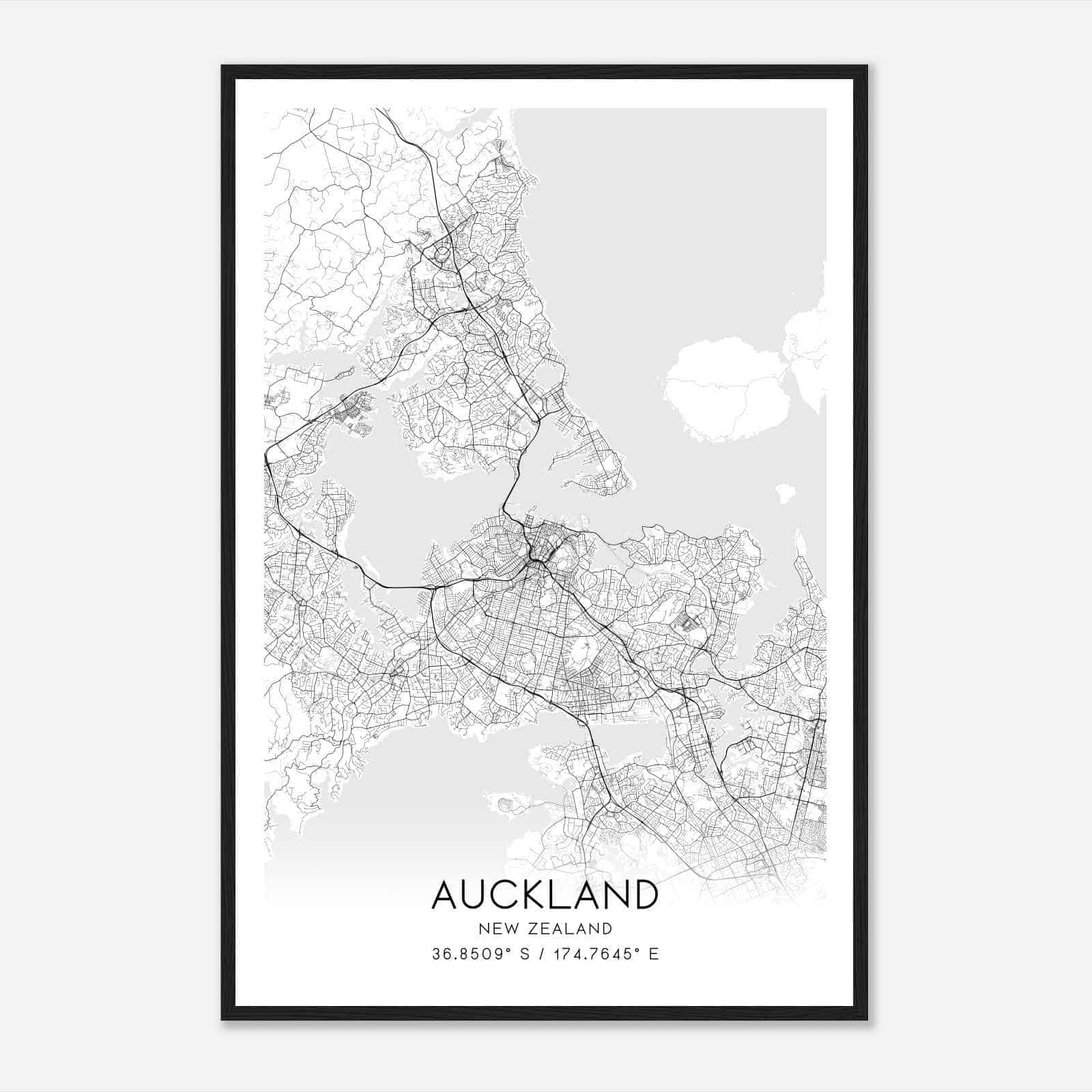 Auckland New Zealand Map Poster, Auckland City Road Wall Art Print