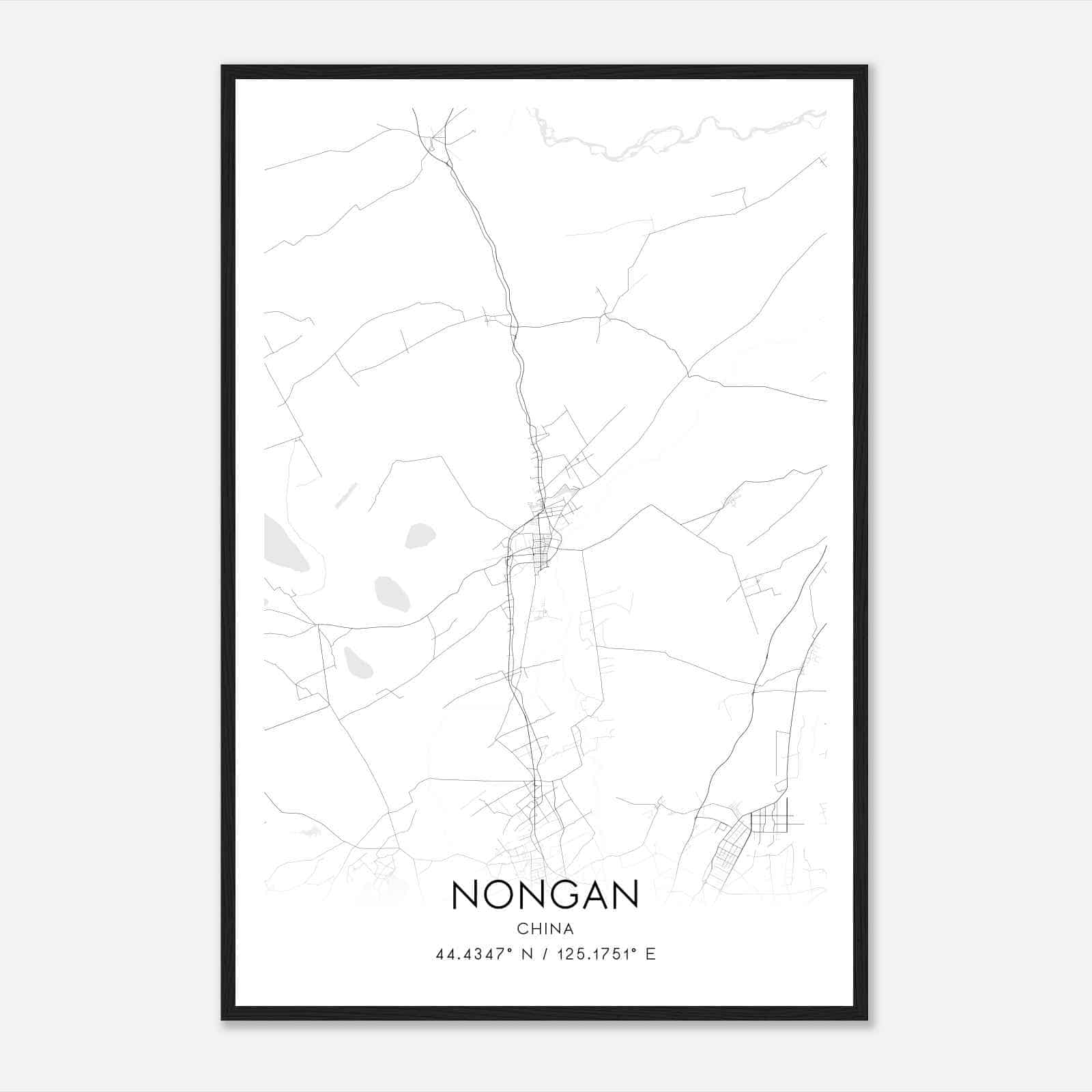 Nongan China Map Poster, Nongan City Road Wall Art Print