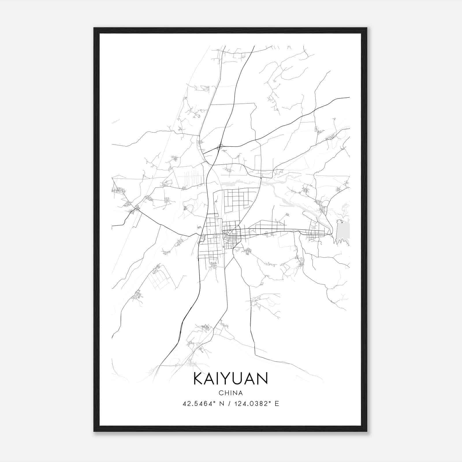 Kaiyuan China Map Poster, Kaiyuan City Road Wall Art Print
