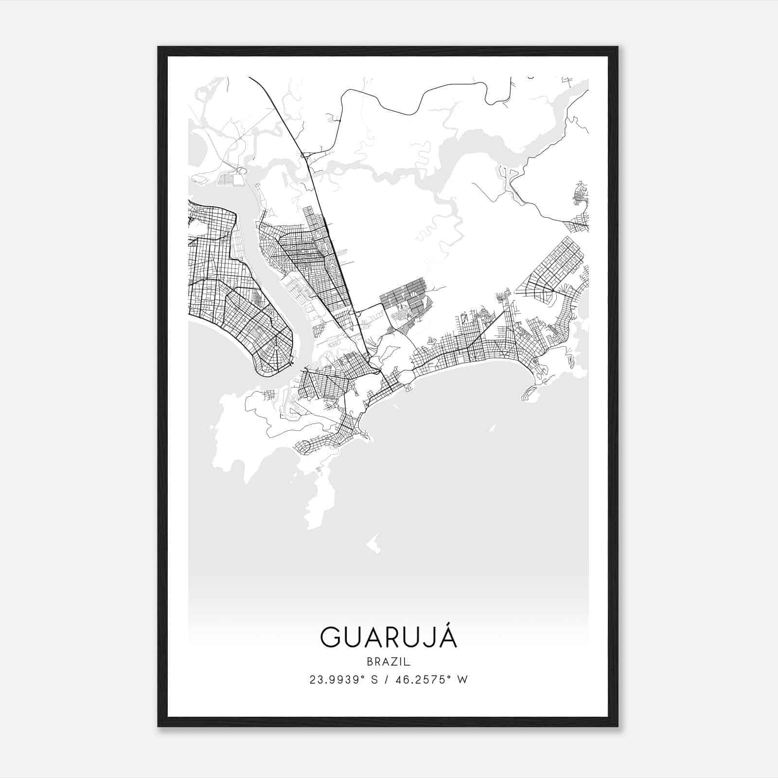 Guaruja Brazil Map Poster, Guaruja City Road Wall Art Print