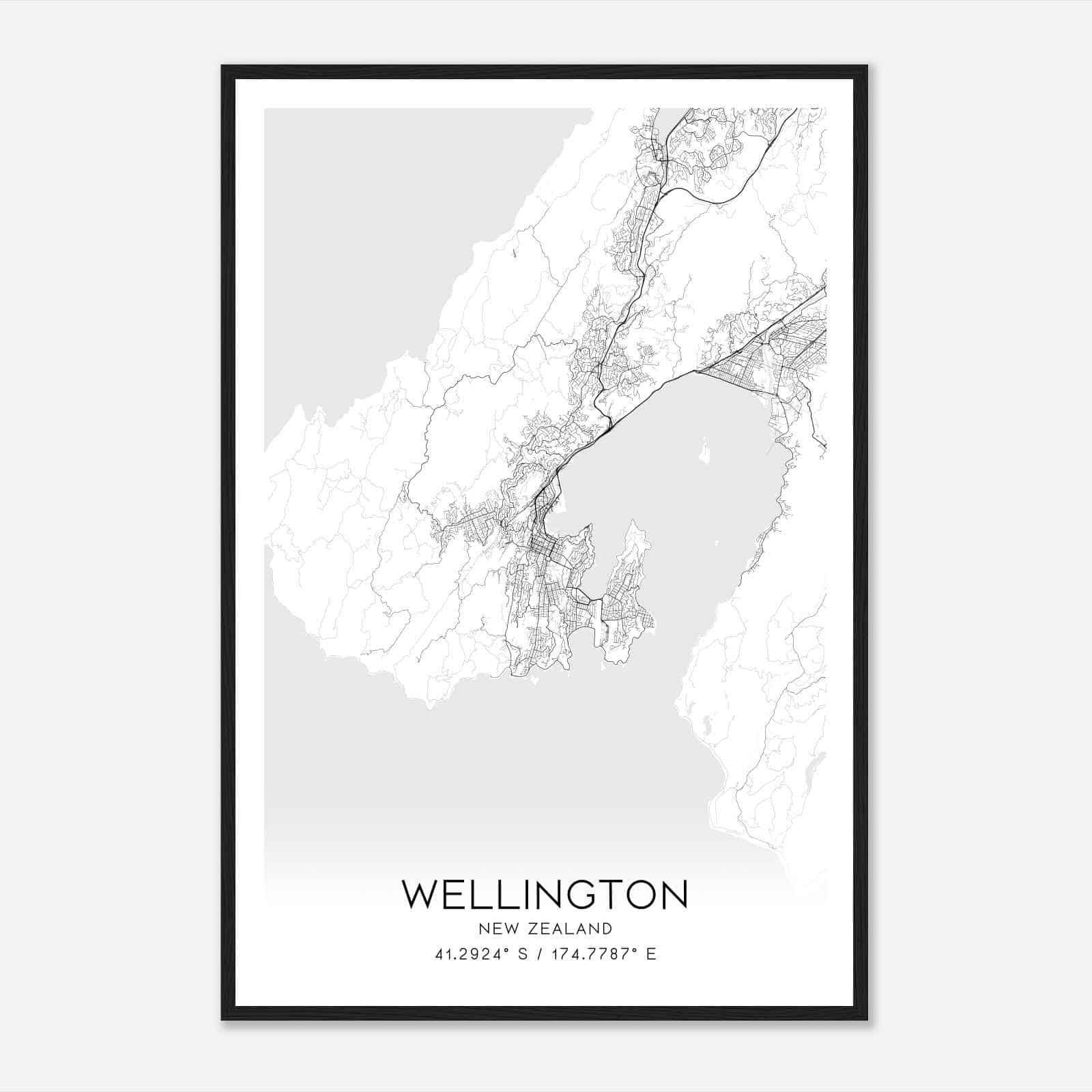 Wellington New Zealand Map Poster, Wellington City Road Wall Art Print