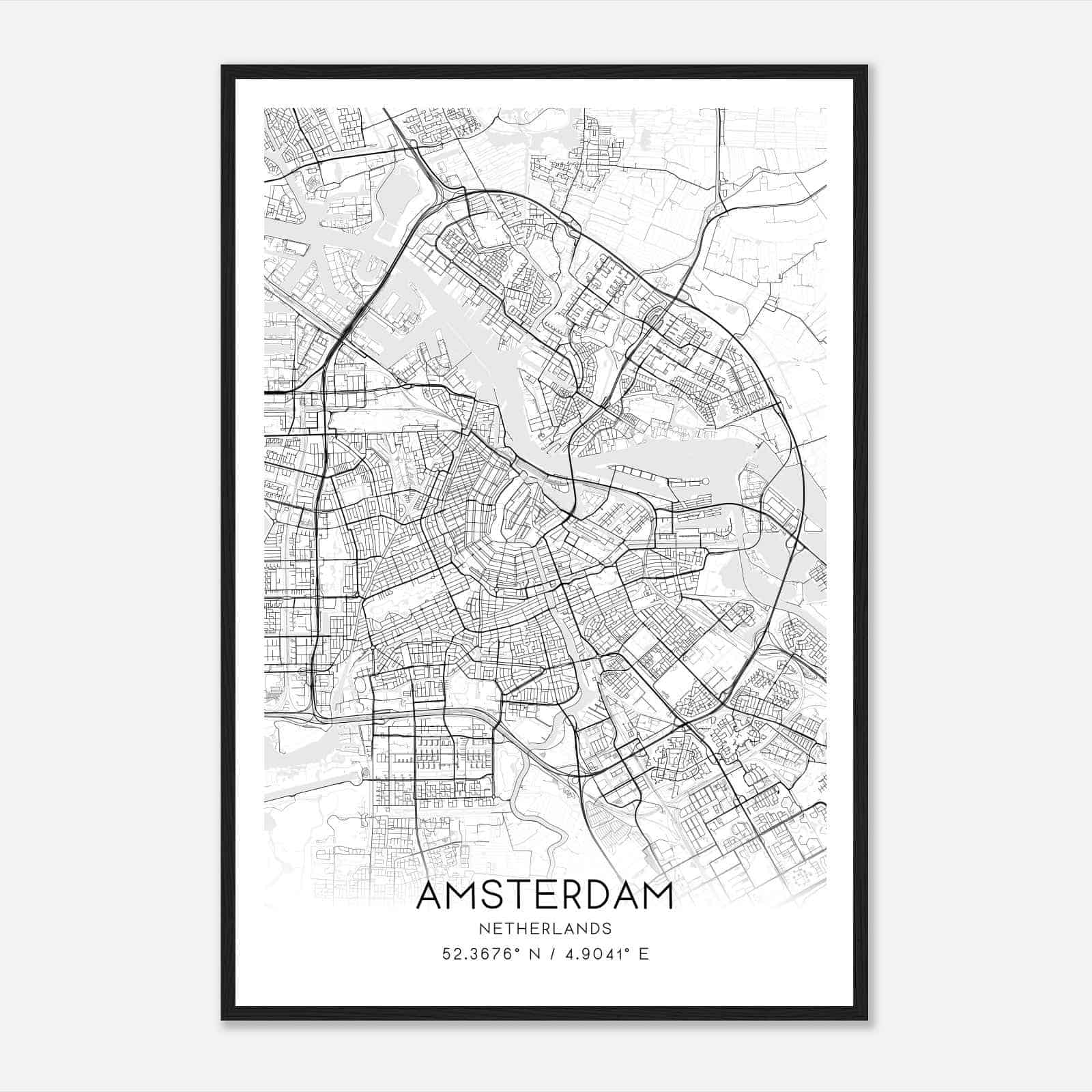 Amsterdam Netherlands Map Poster, Amsterdam City Road Wall Art Print