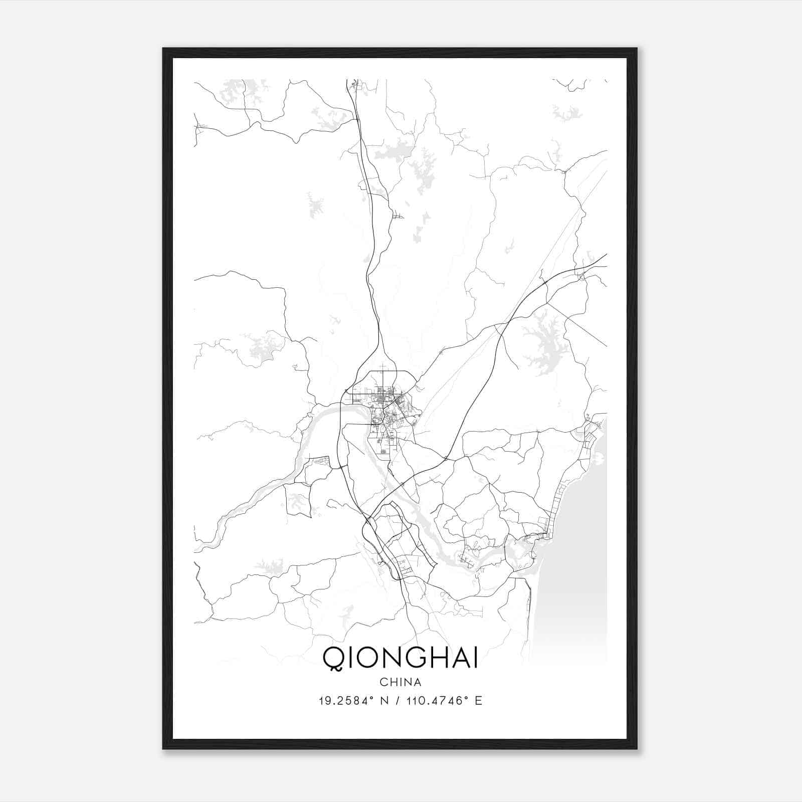 Qionghai China Map Poster, Qionghai City Road Wall Art Print
