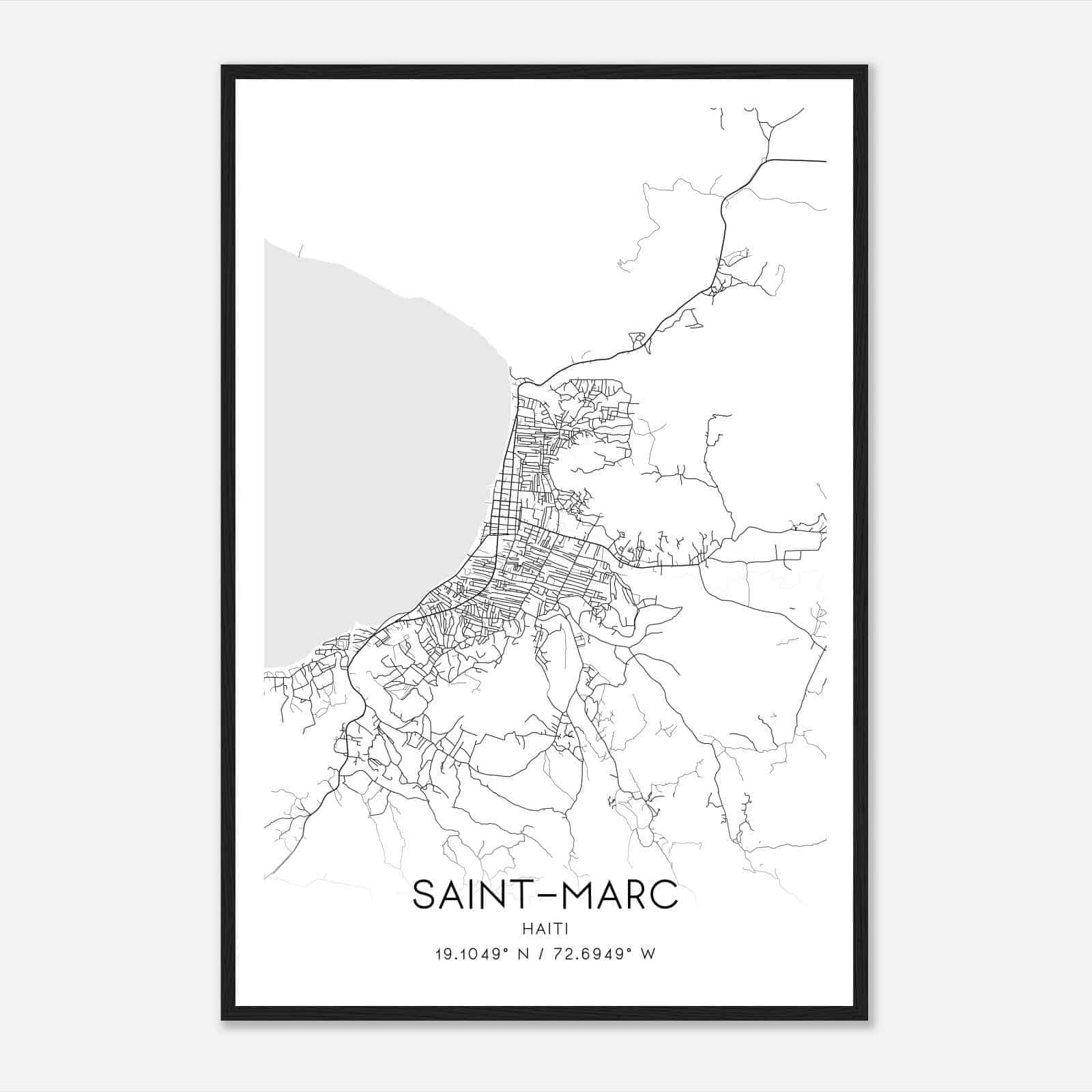 SaintMarc Haiti Map Poster, SaintMarc City Road Wall Art Print