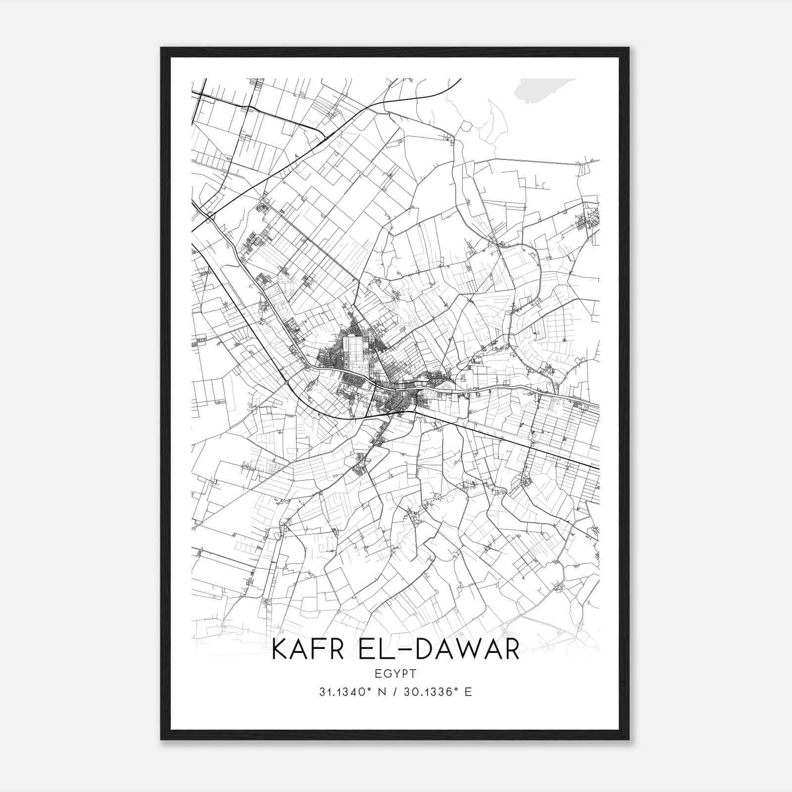 Kafr ElDawar Egypt Map Poster, Kafr ElDawar City Road Wall Art Print