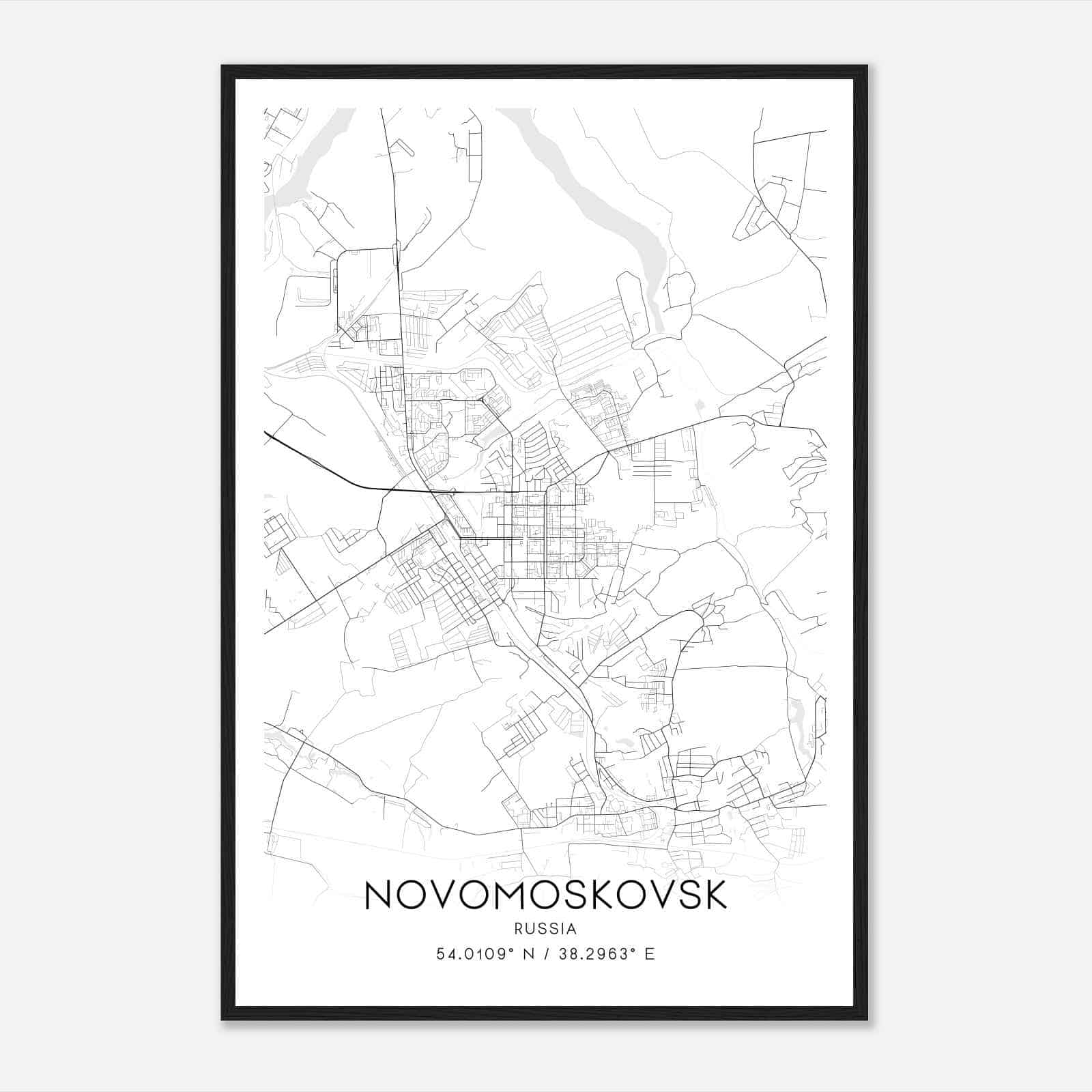 Novomoskovsk Russia Map Poster, Novomoskovsk City Road Wall Art Print