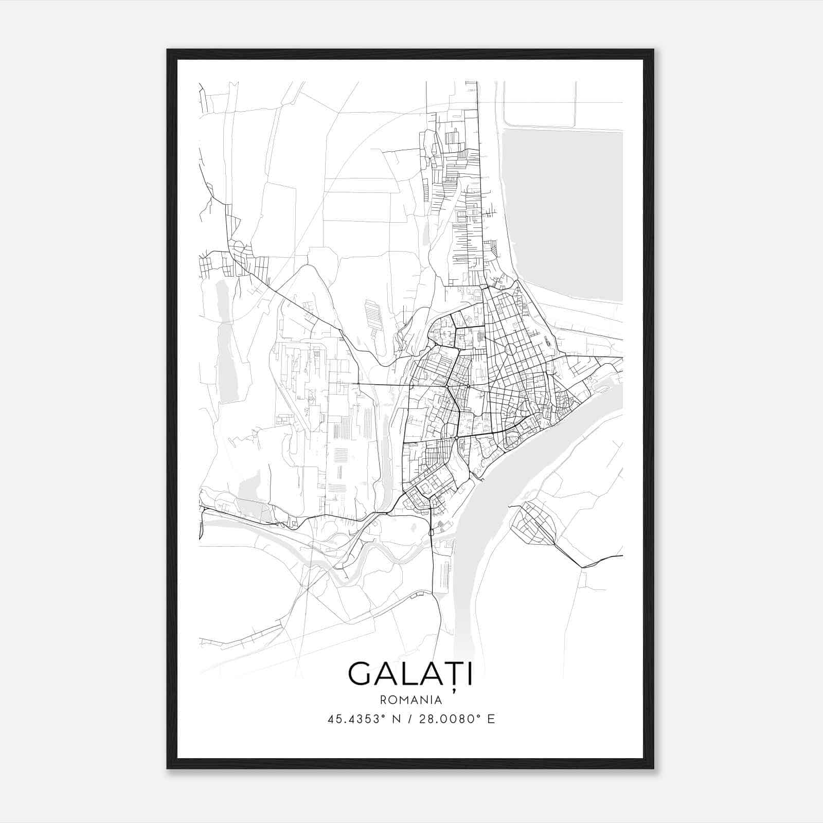 Galati Romania Map Poster, Galati City Road Wall Art Print