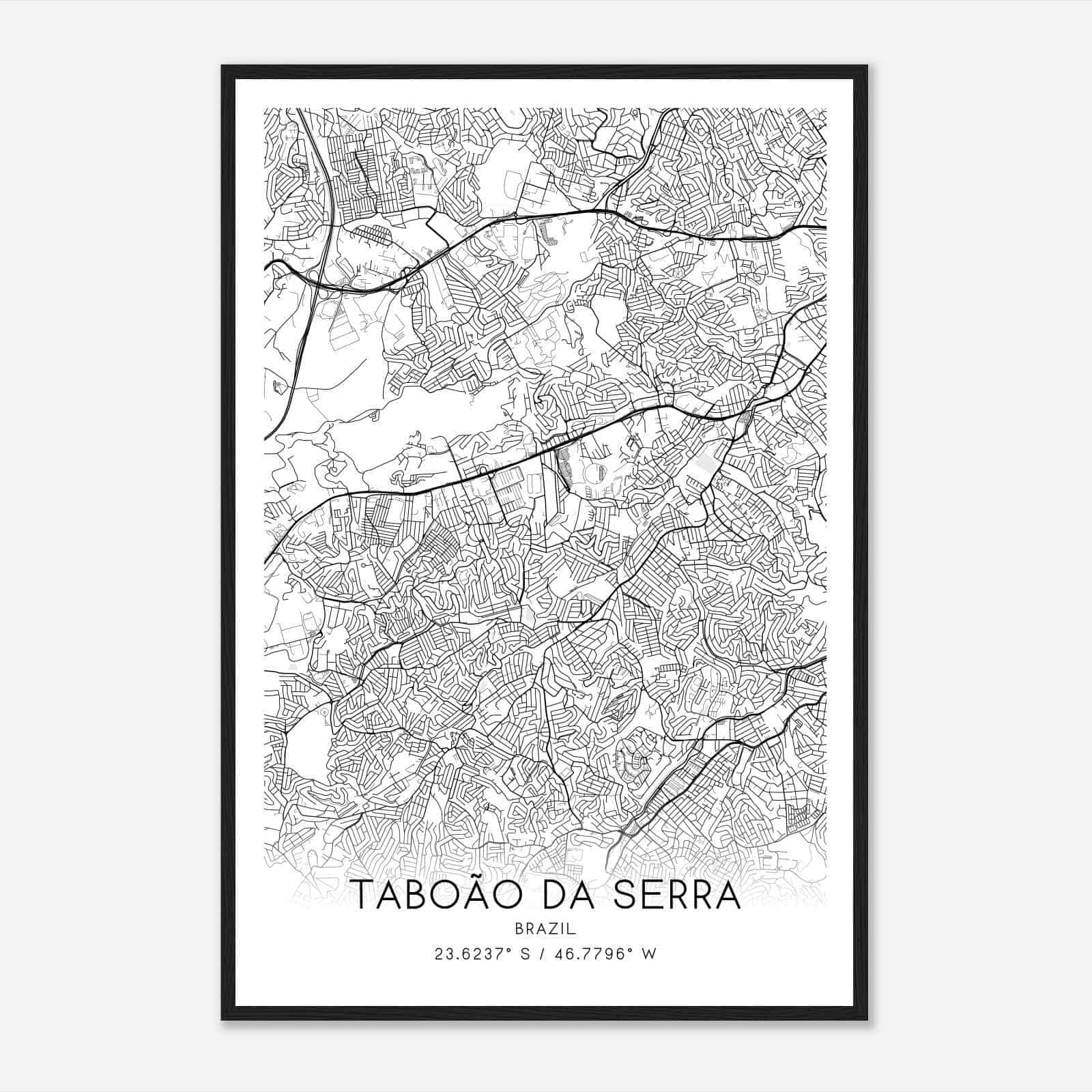 Taboao da Serra Brazil Map Poster, Taboao da Serra City Road Wall Art Print
