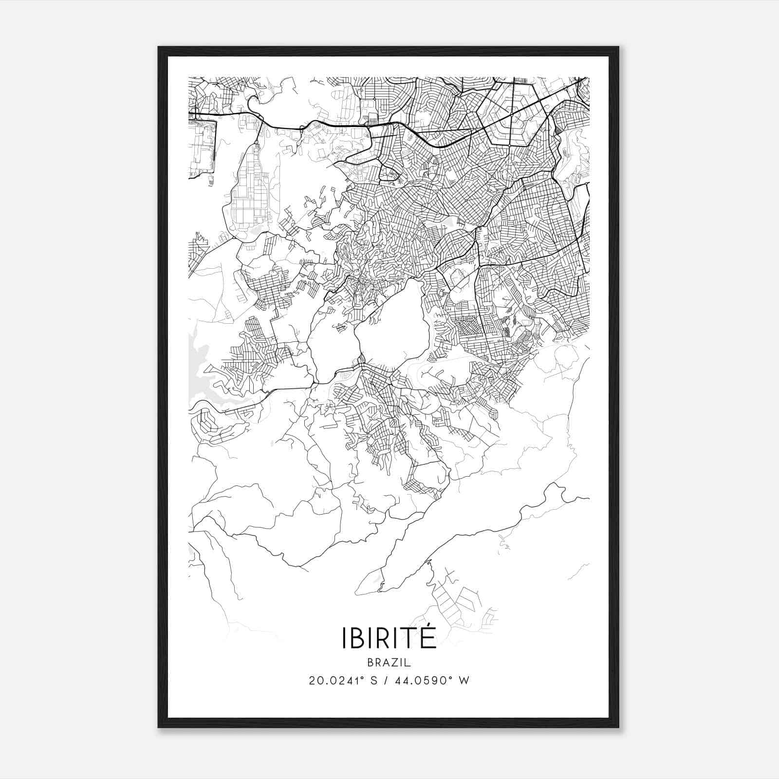 Ibirite Brazil Map Poster, Ibirite City Road Wall Art Print