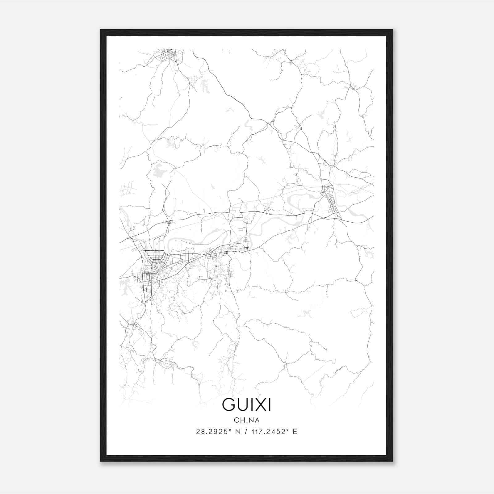 Guixi China Map Poster, Guixi City Road Wall Art Print