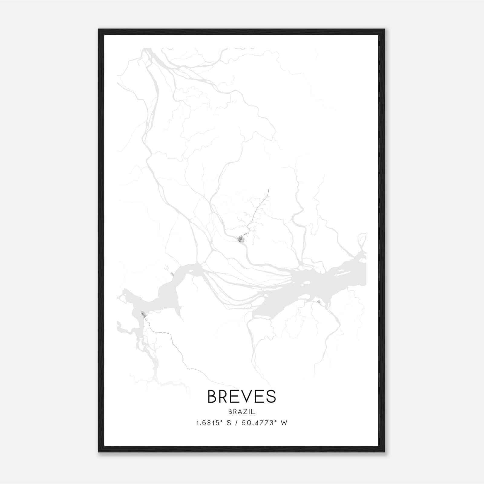 Breves Brazil Map Poster, Breves City Road Wall Art Print