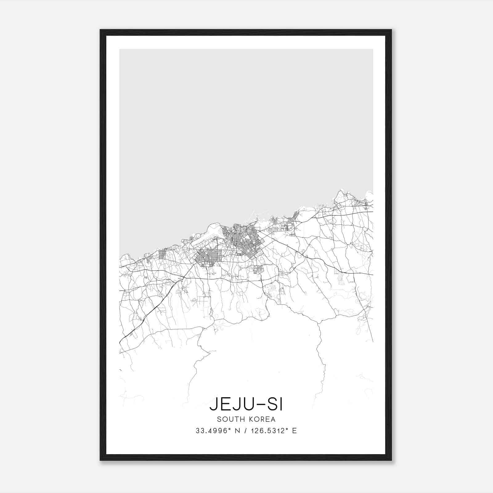 Jejusi South Korea Map Poster, Jejusi City Road Wall Art Print